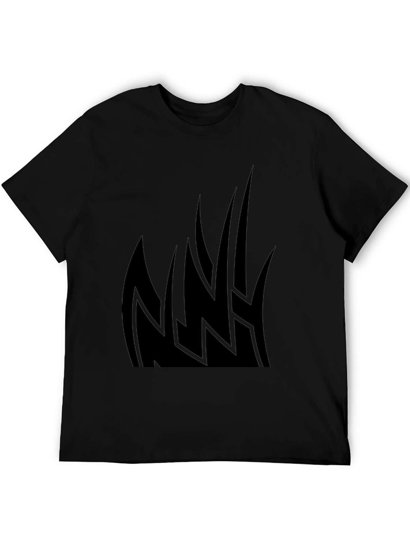 Mens Black Graphic Tee - Tribal Flames Design