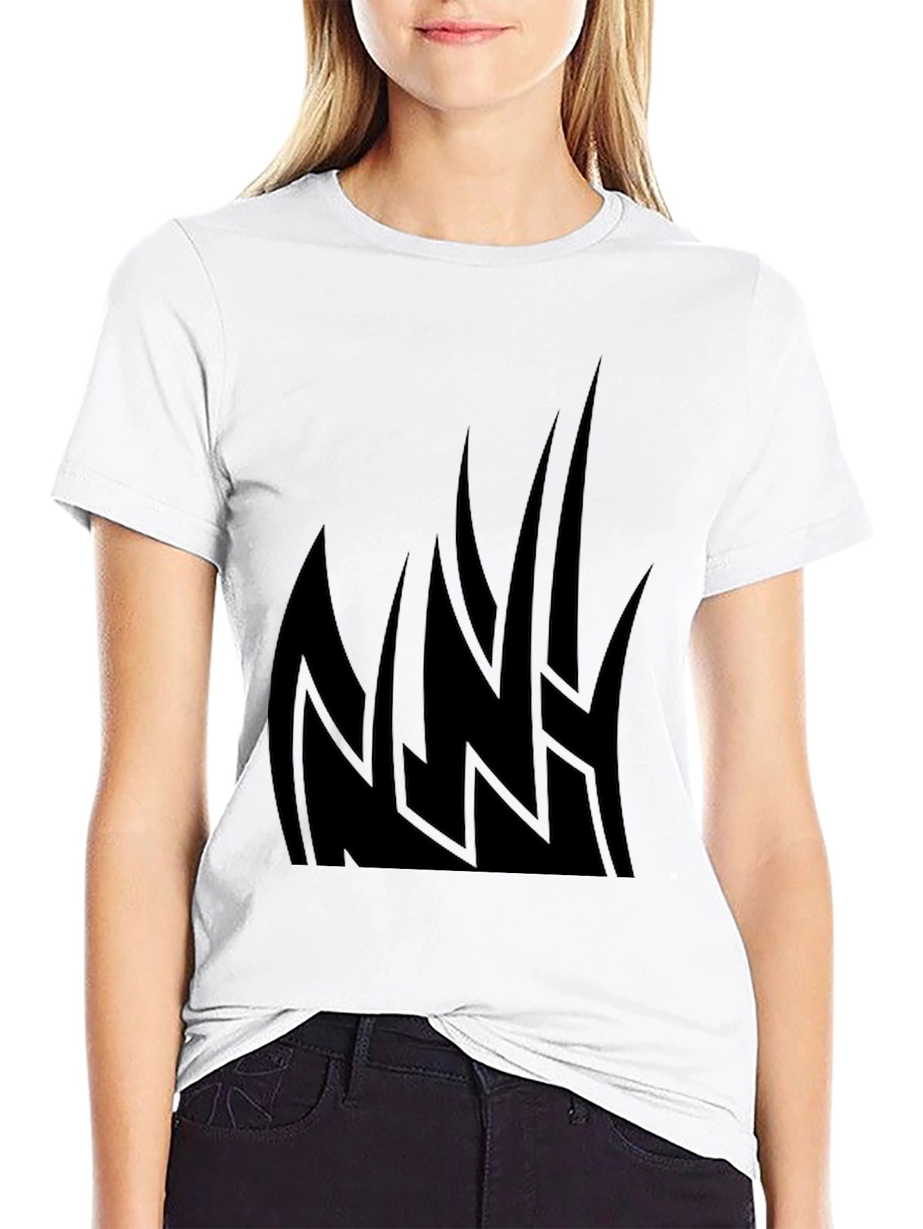 Mens Black Graphic Tee - Tribal Flames Design