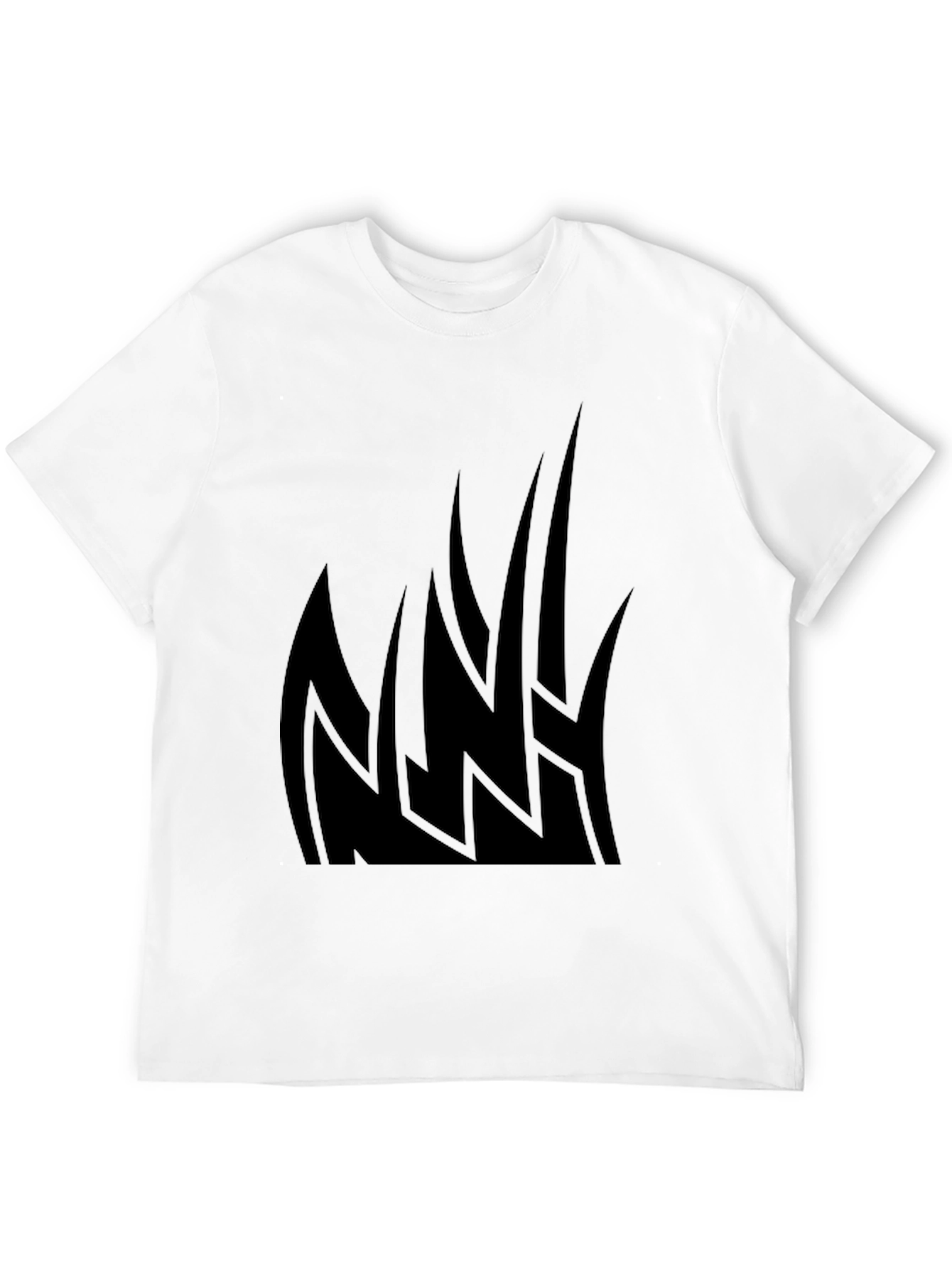 Mens Black Graphic Tee - Tribal Flames Design