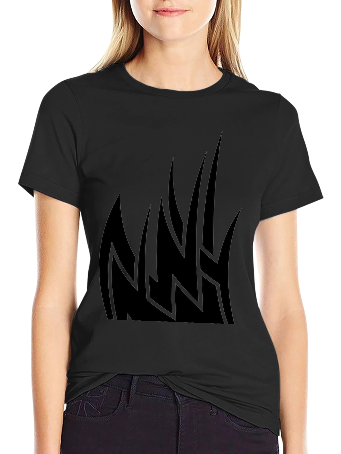 Mens Black Graphic Tee - Tribal Flames Design