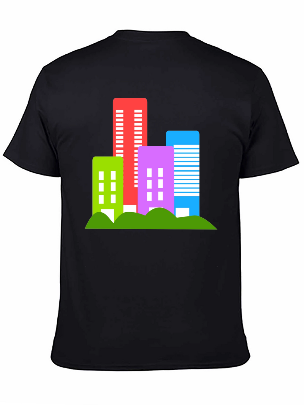 Modern Cityscape Graphic Tee - Black