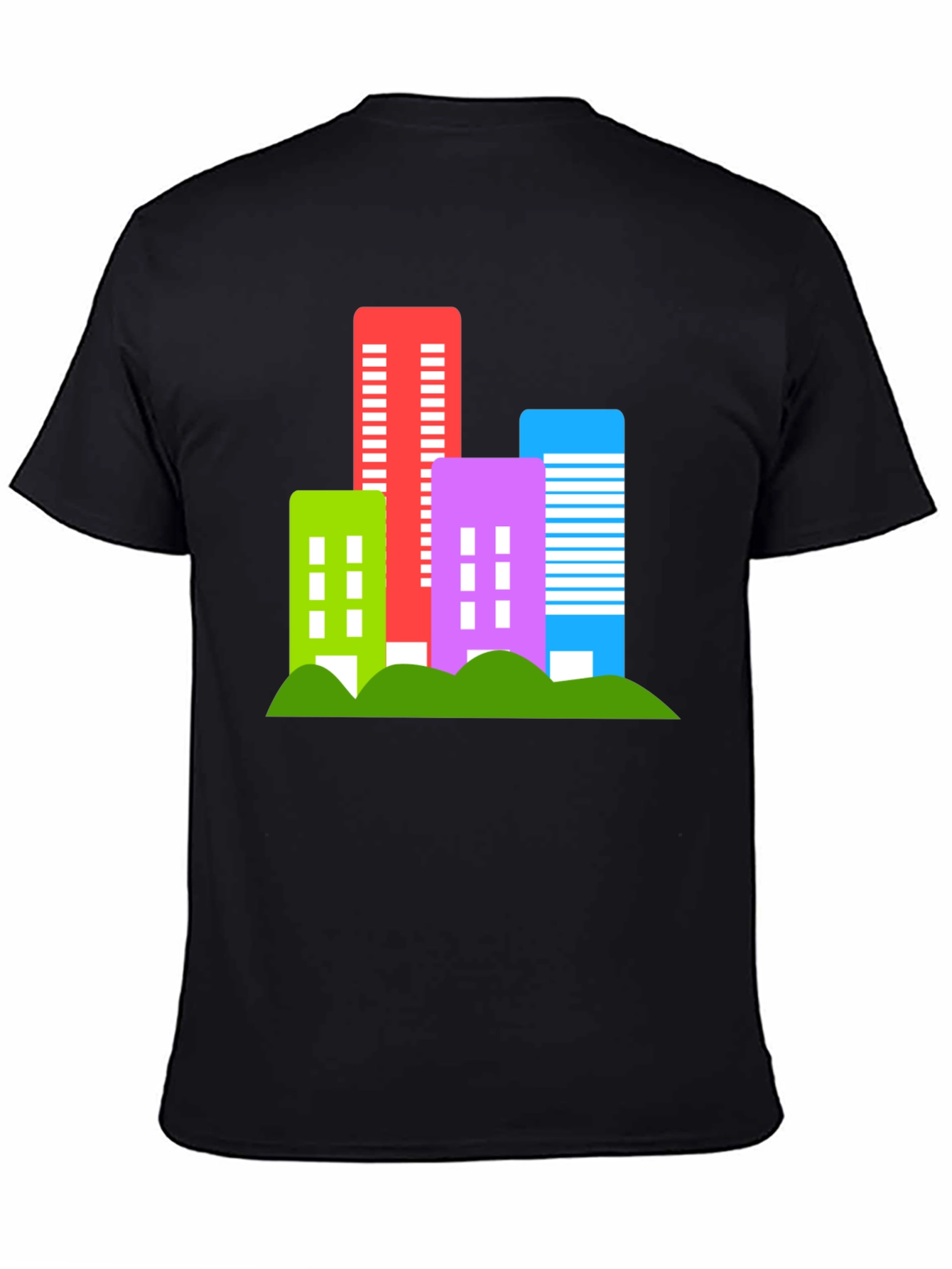 Modern Cityscape Graphic Tee - Black
