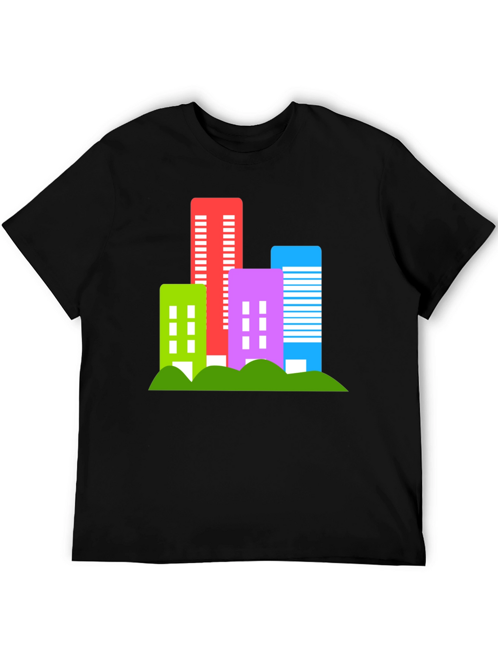 Modern Cityscape Graphic Tee - Black