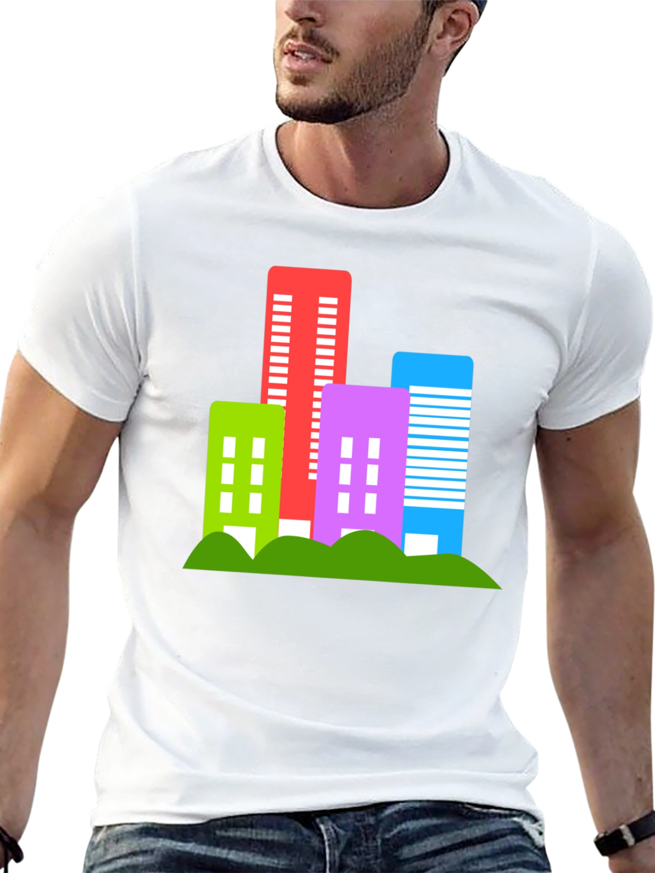 Modern Cityscape Graphic Tee - Black