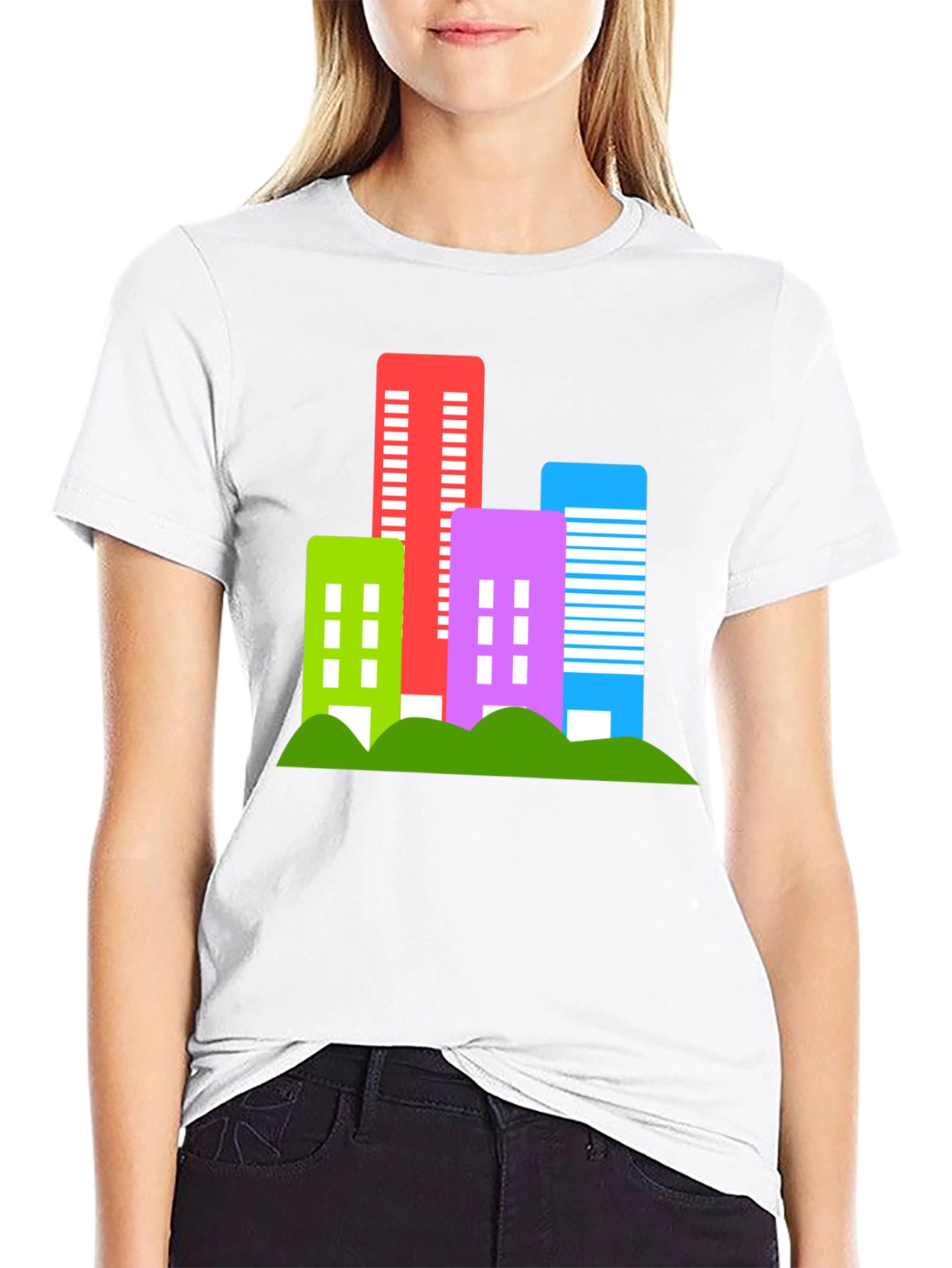 Modern Cityscape Graphic Tee - Black