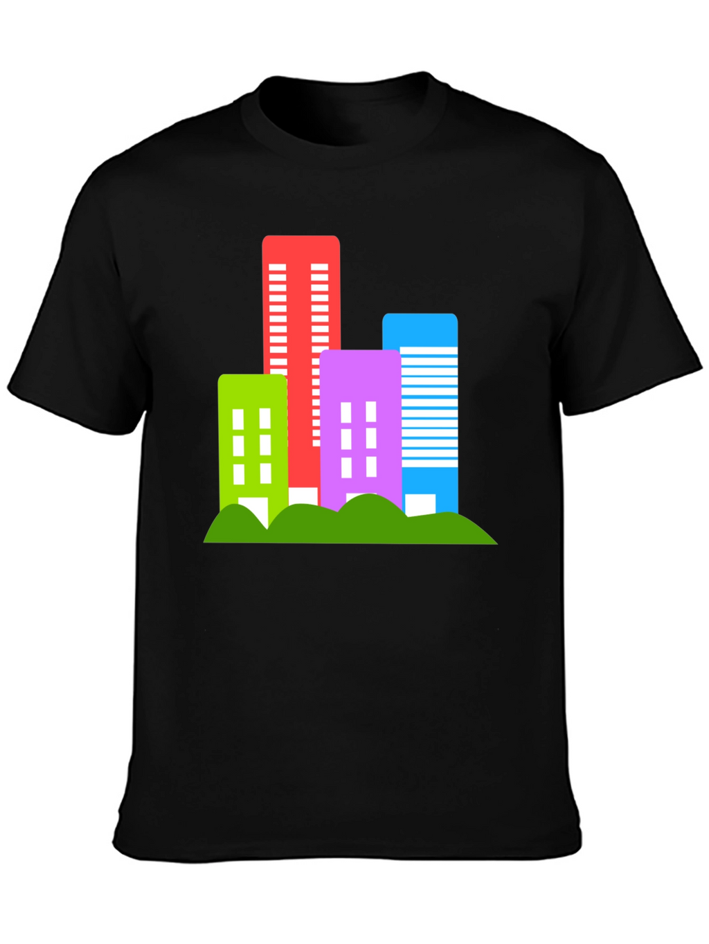 Modern Cityscape Graphic Tee - Black
