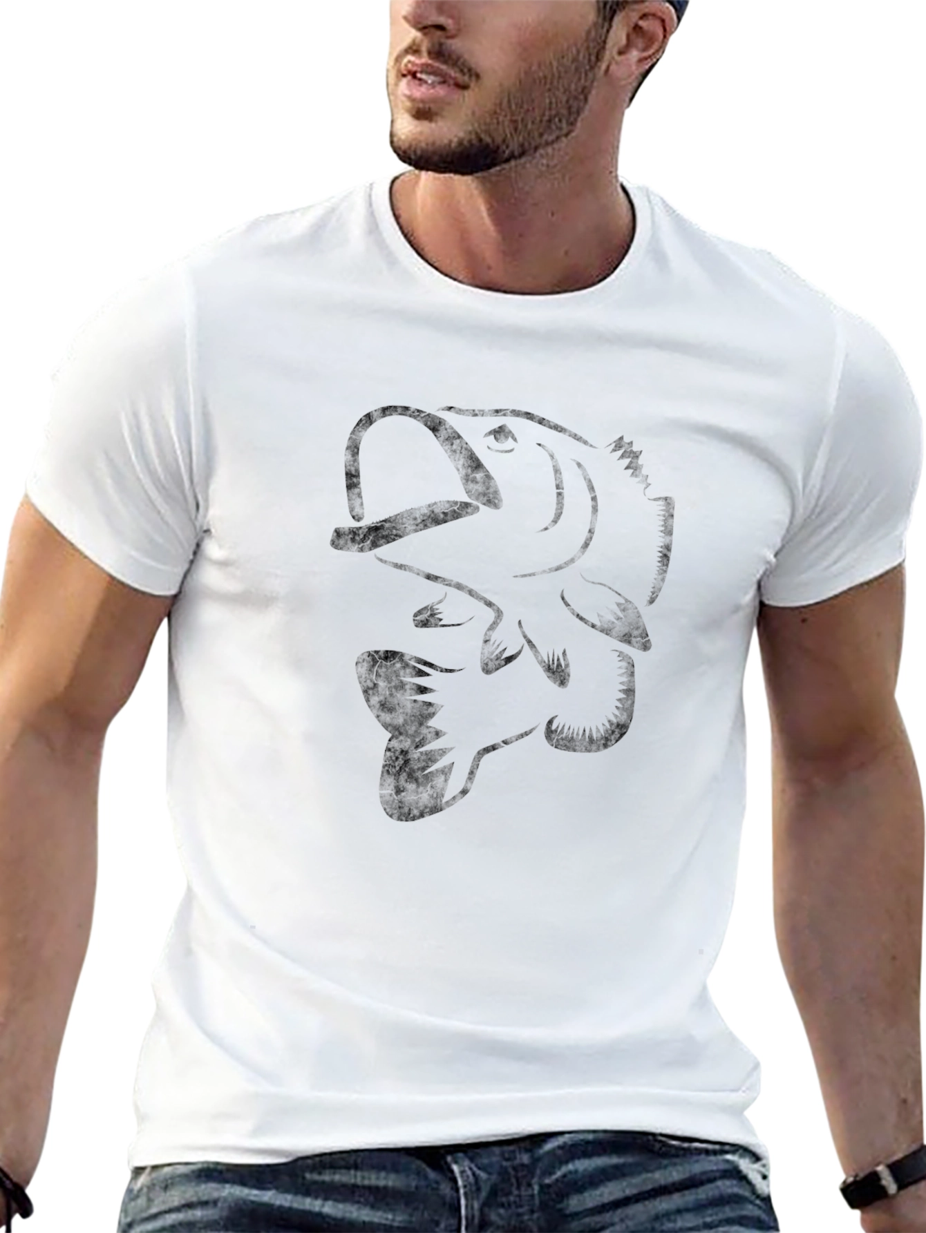 Mens Black Bass Graphic Tee - Angler Style