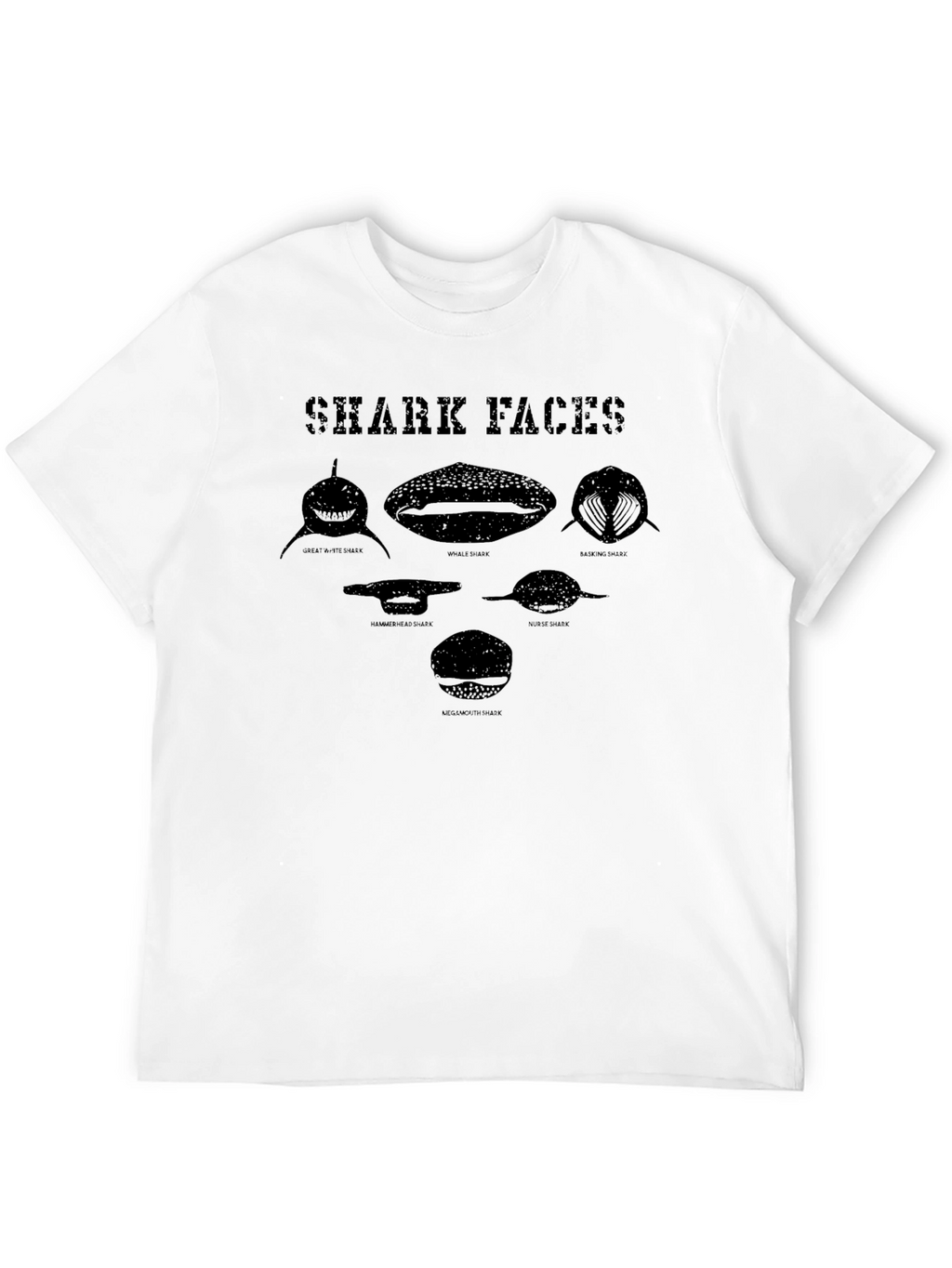 Shark Faces Graphic Print Mens T-Shirt