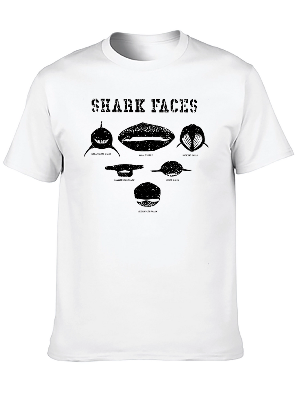 Shark Faces Graphic Print Mens T-Shirt