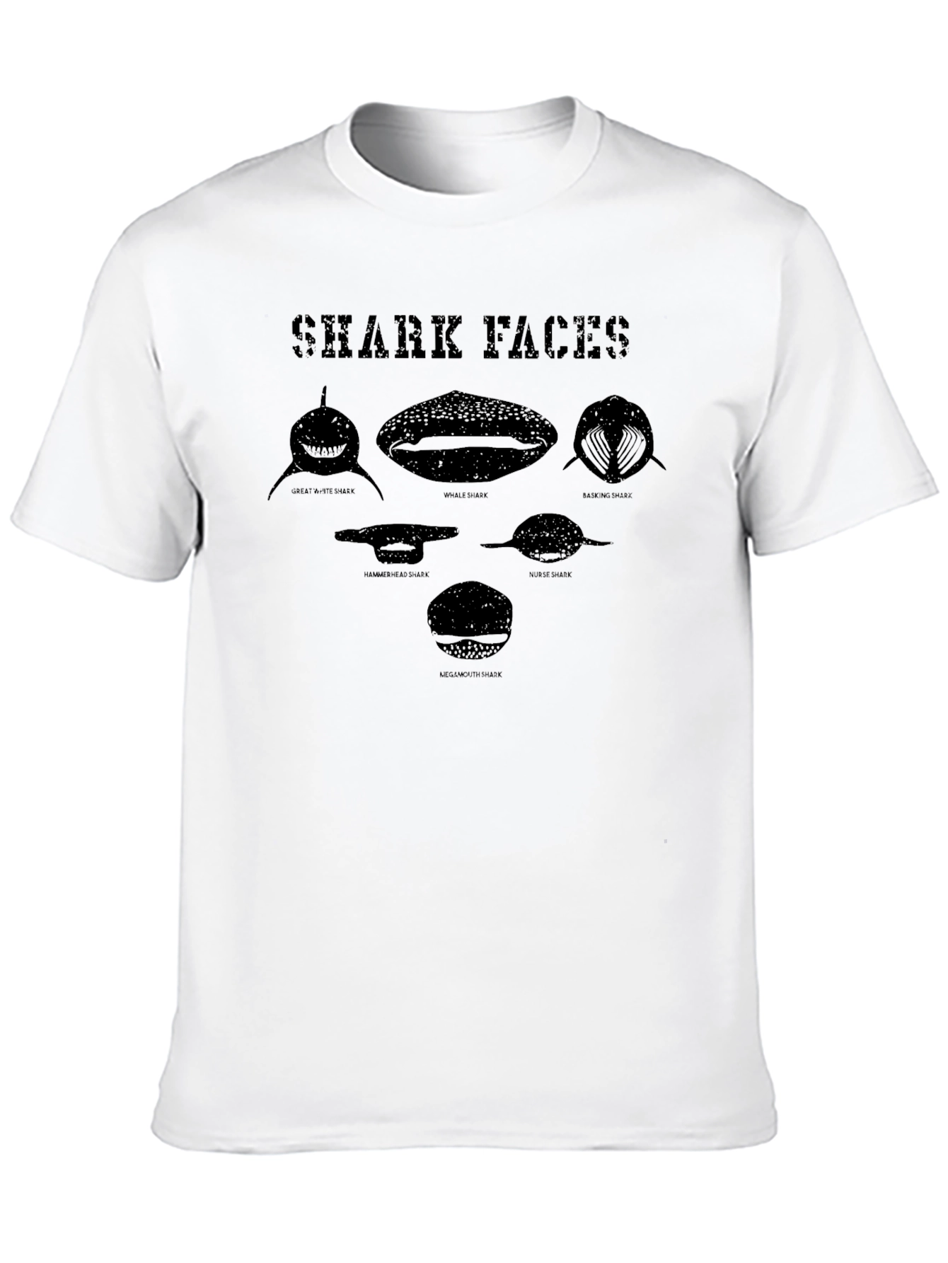 Shark Faces Graphic Print Mens T-Shirt
