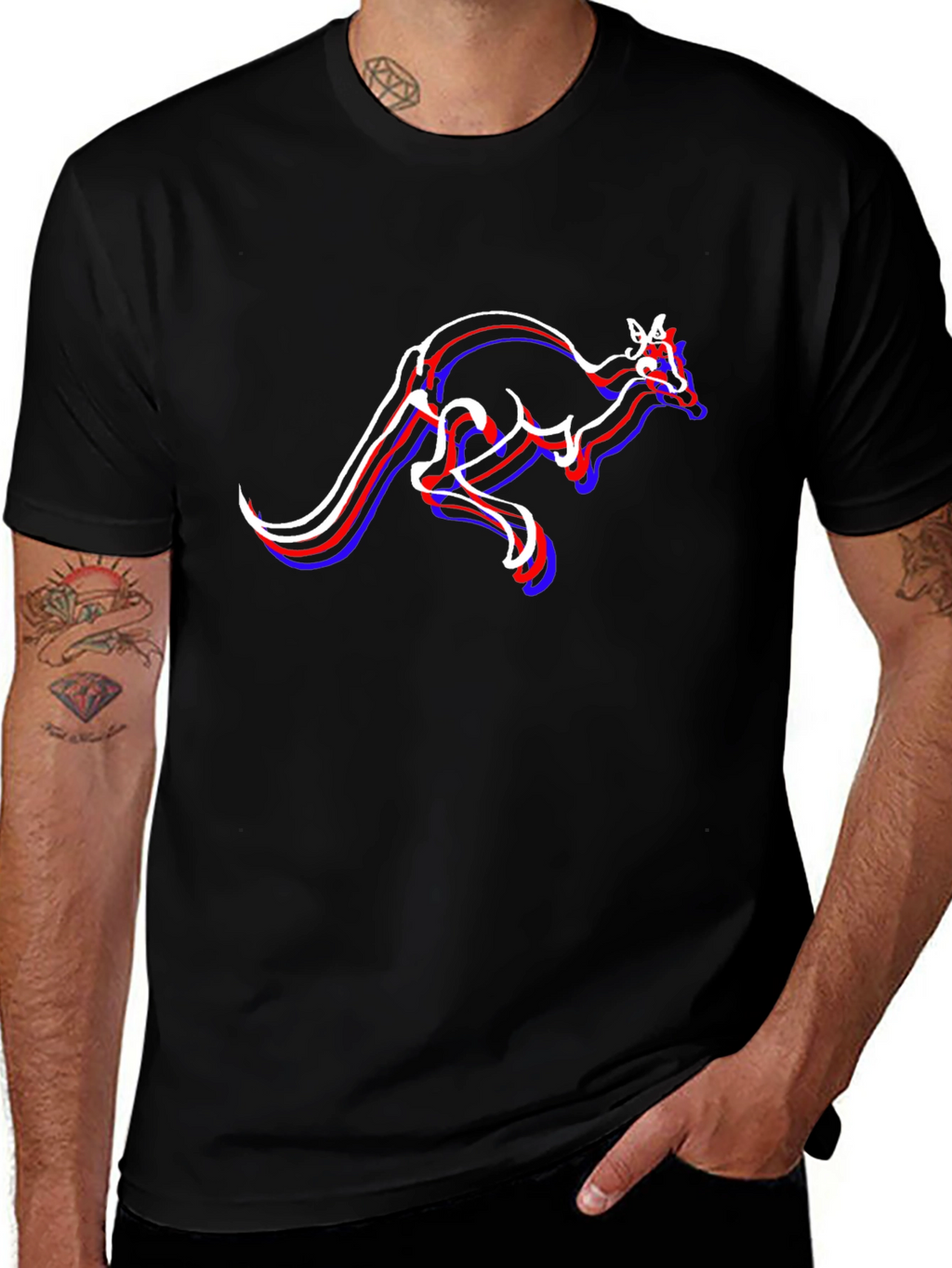 Kangaroo Graphic T-Shirt - Stylish Mens Black Tee