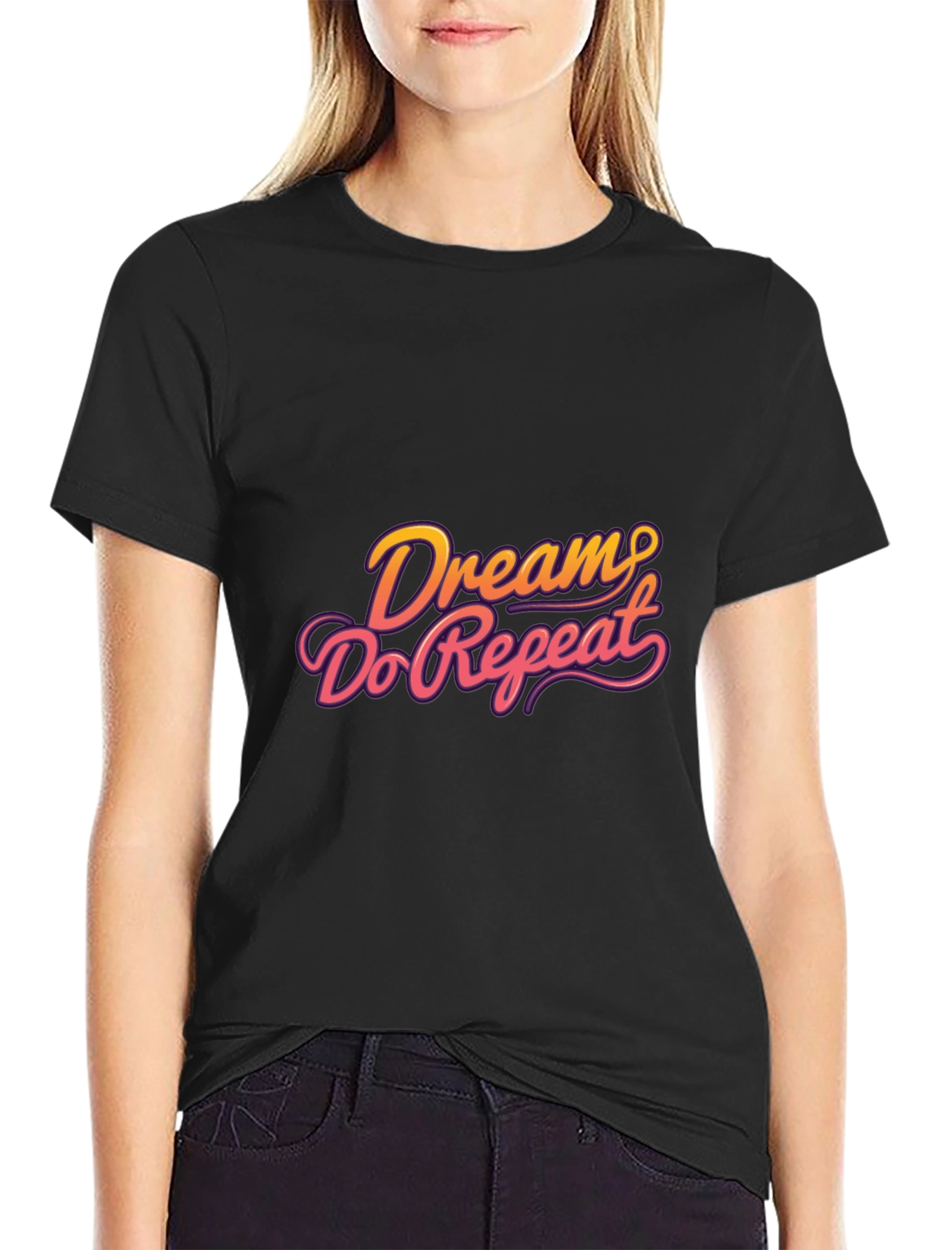 Dream Do Repeat Graphic Tee - Black Casual Shirt