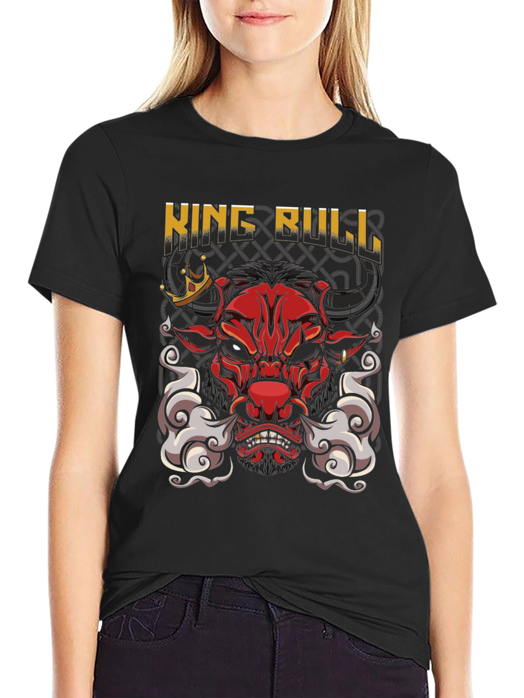 King Bull Graphic Print Black T-Shirt