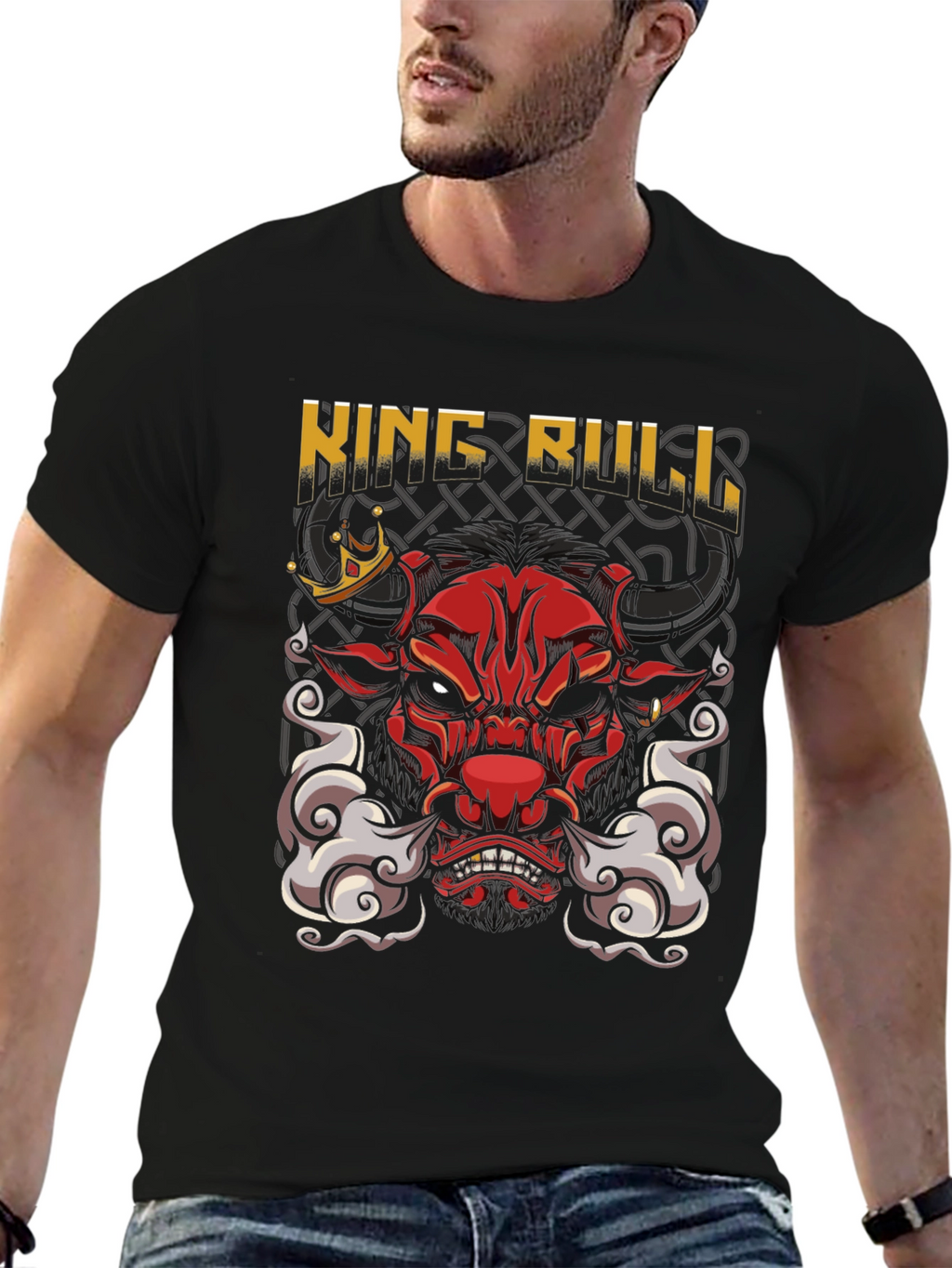 King Bull Graphic Print Black T-Shirt