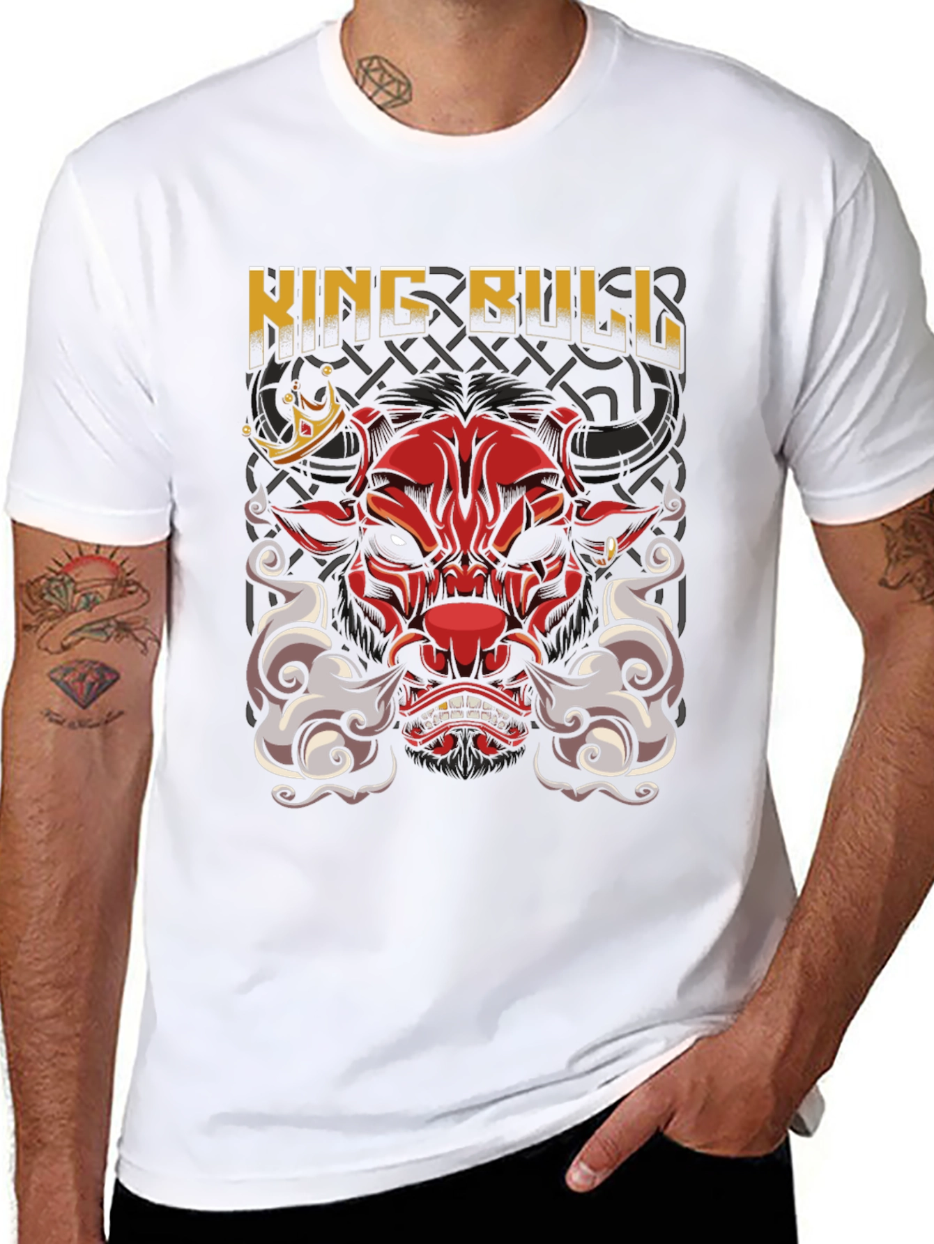 King Bull Graphic Print Black T-Shirt