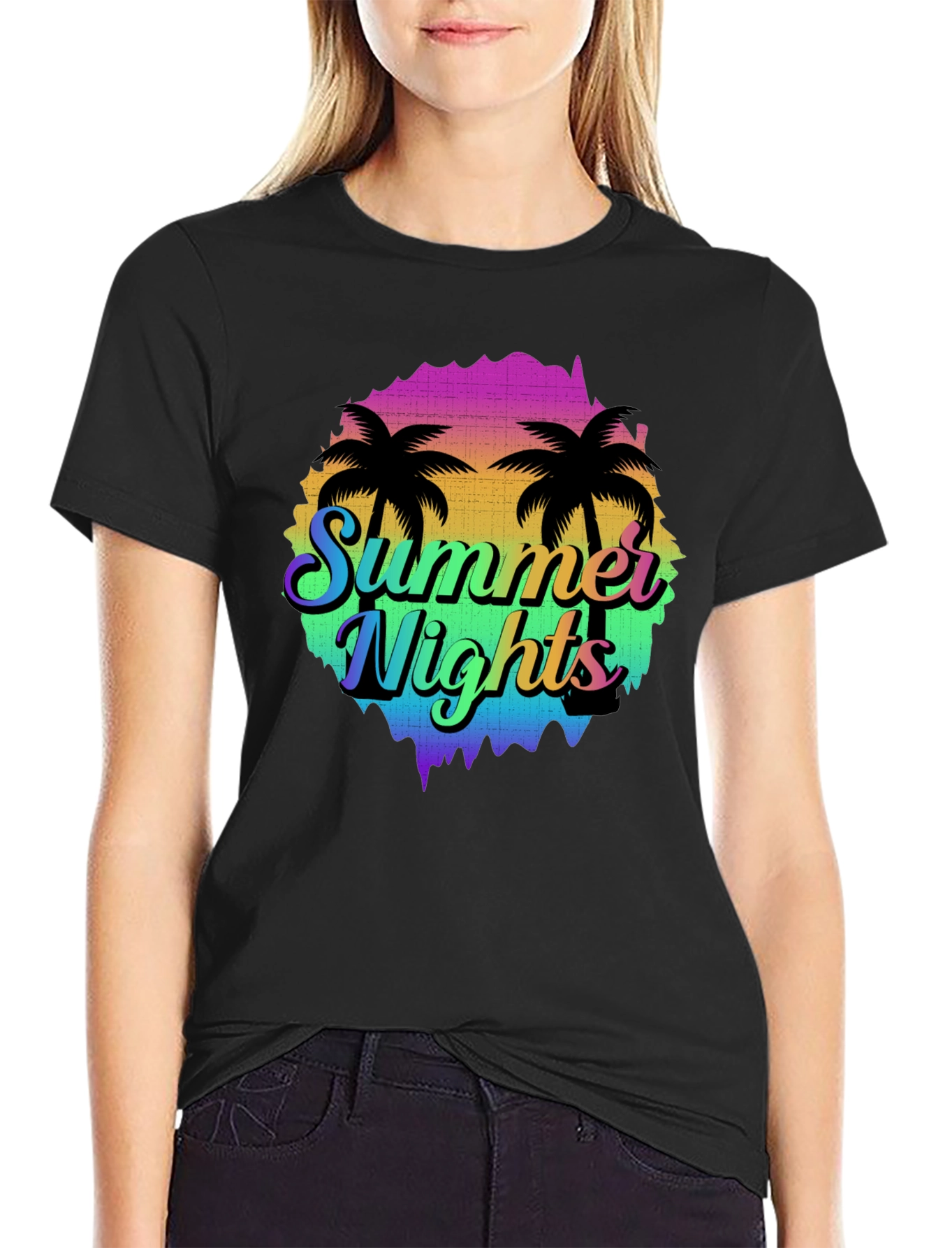 Summer Nights Palm Tree Graphic T-Shirt