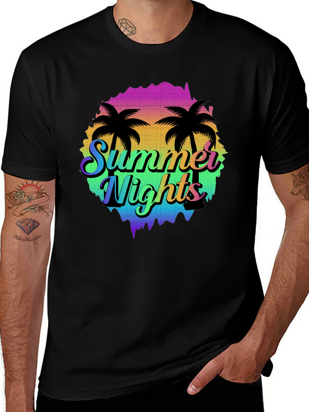 Summer Nights Palm Tree Graphic T-Shirt