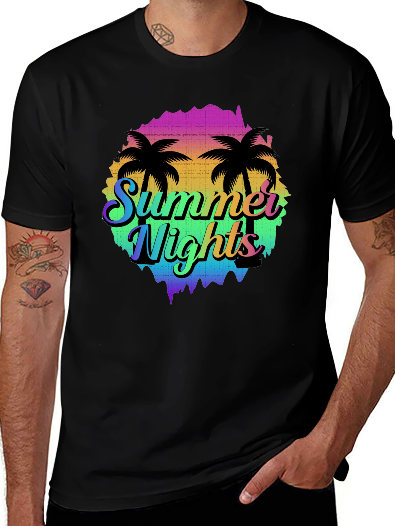 Summer Nights Palm Tree Graphic T-Shirt
