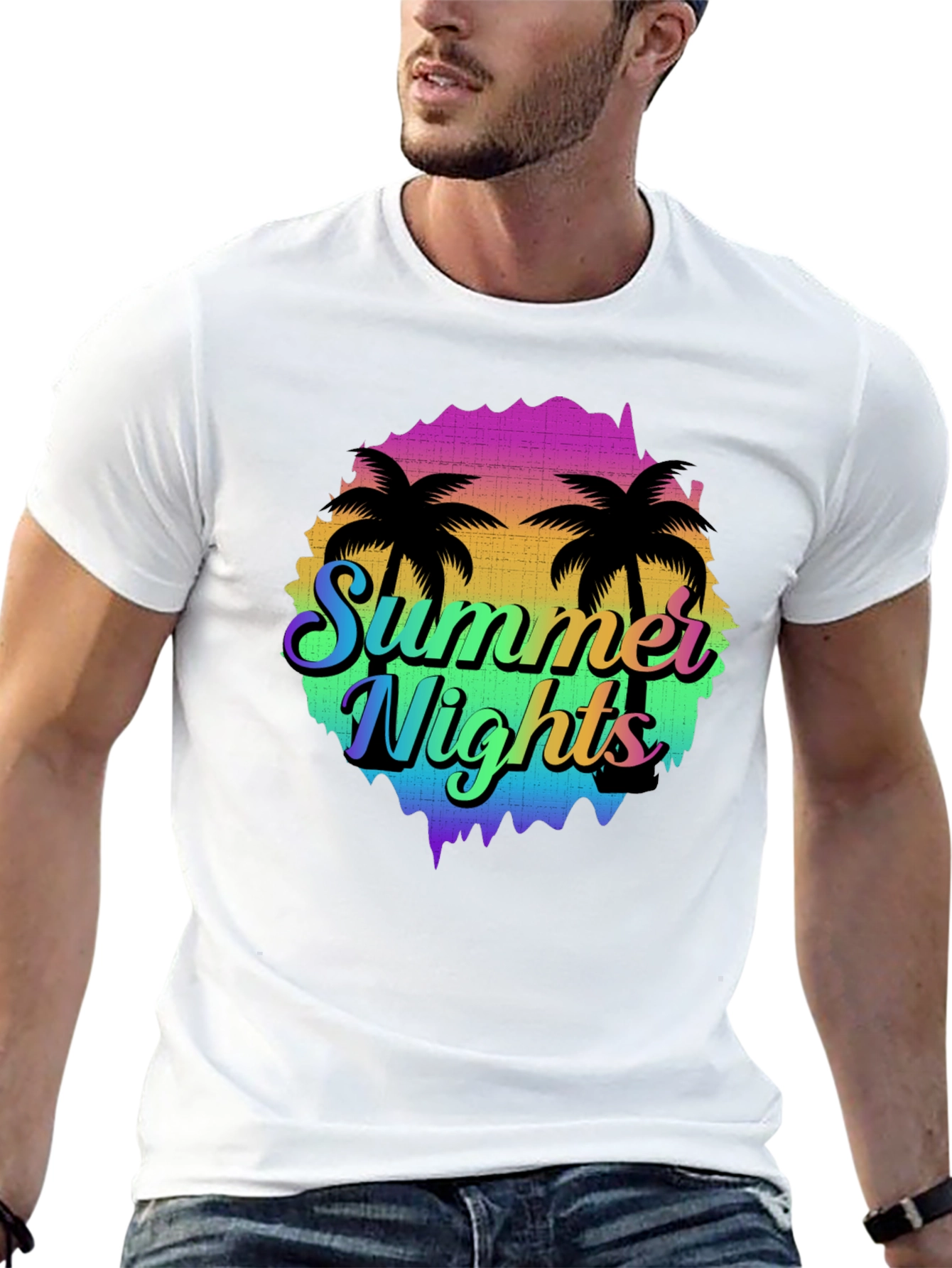 Summer Nights Palm Tree Graphic T-Shirt