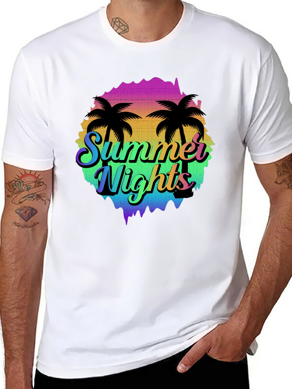 Summer Nights Palm Tree Graphic T-Shirt
