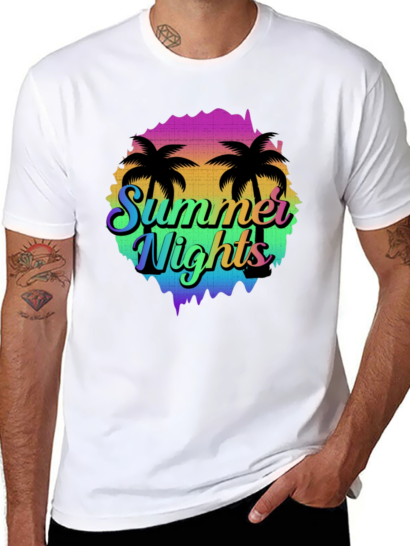Summer Nights Palm Tree Graphic T-Shirt