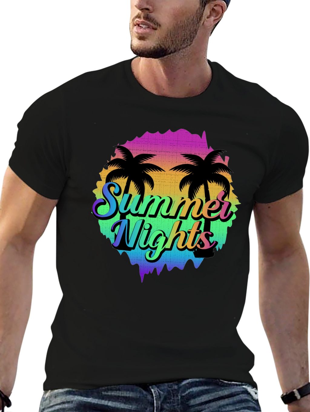 Summer Nights Palm Tree Graphic T-Shirt