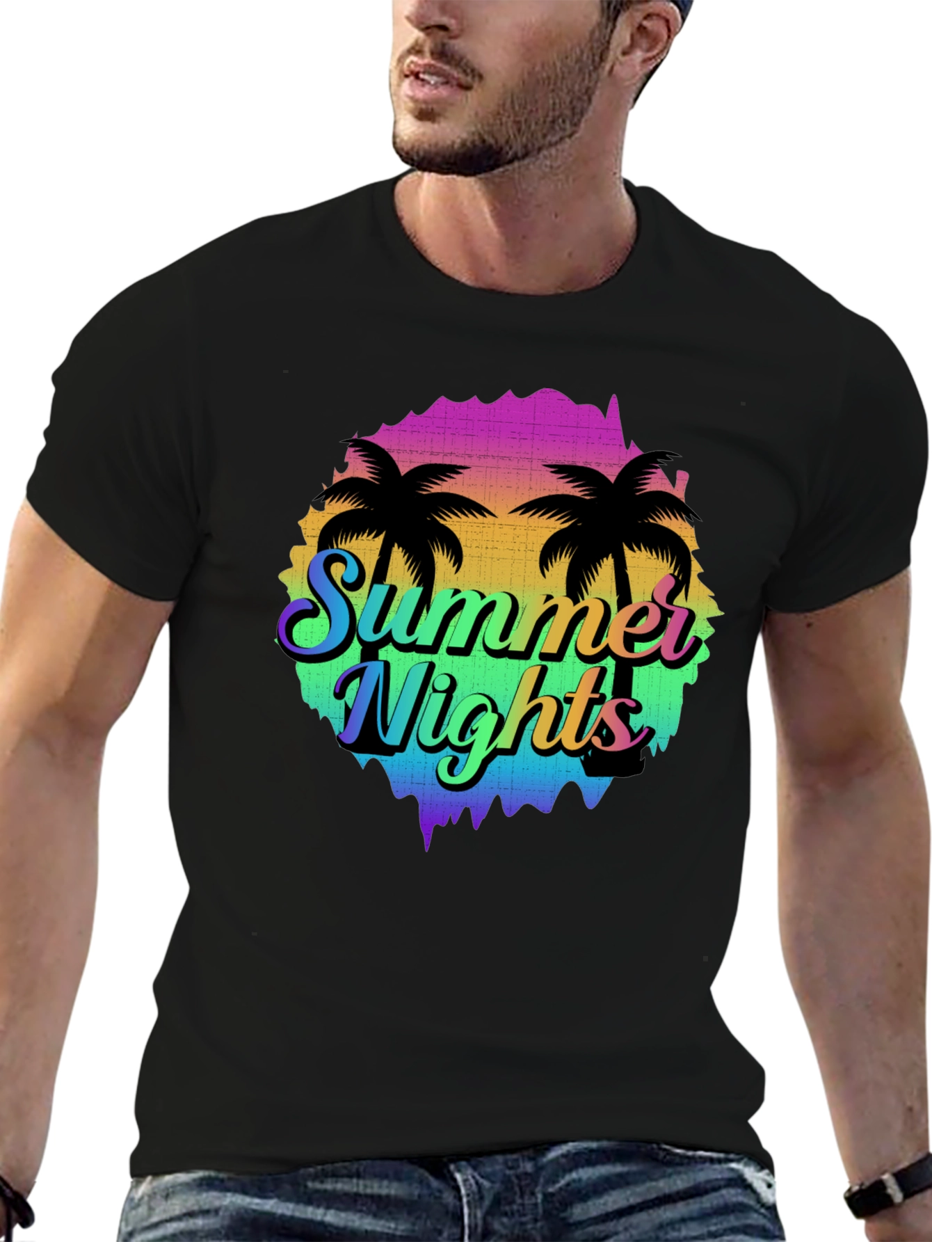 Summer Nights Palm Tree Graphic T-Shirt