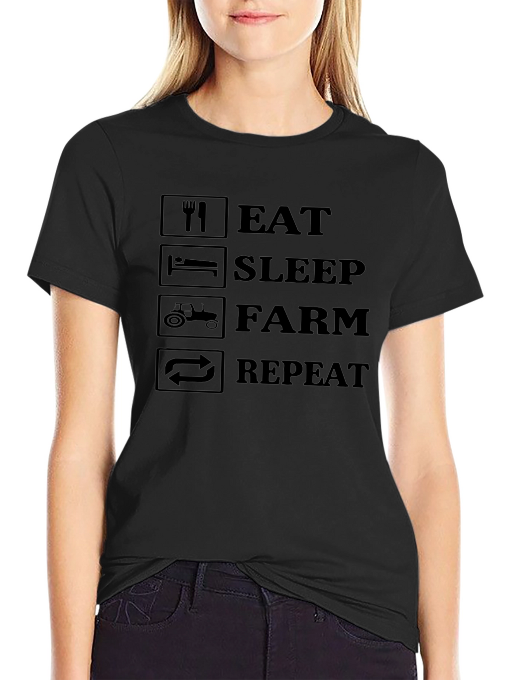 Eat Sleep Farm Repeat Graphic Tee - Farming Lifestyle