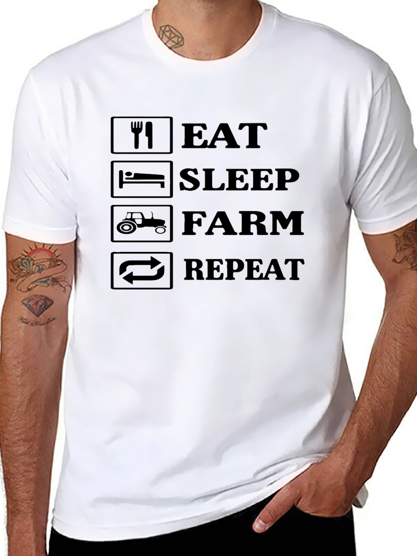 Eat Sleep Farm Repeat Graphic Tee - Farming Lifestyle