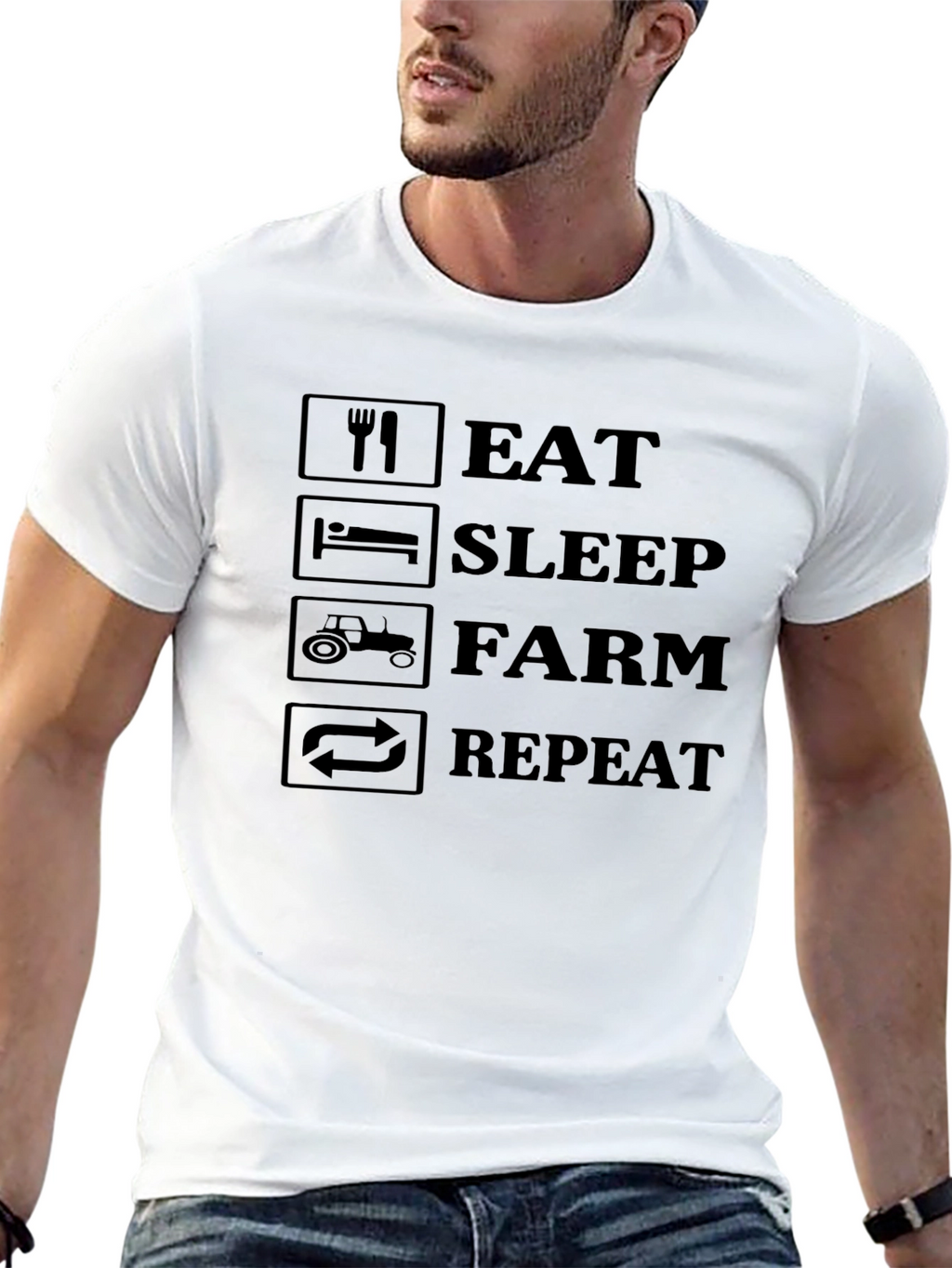 Eat Sleep Farm Repeat Graphic Tee - Farming Lifestyle