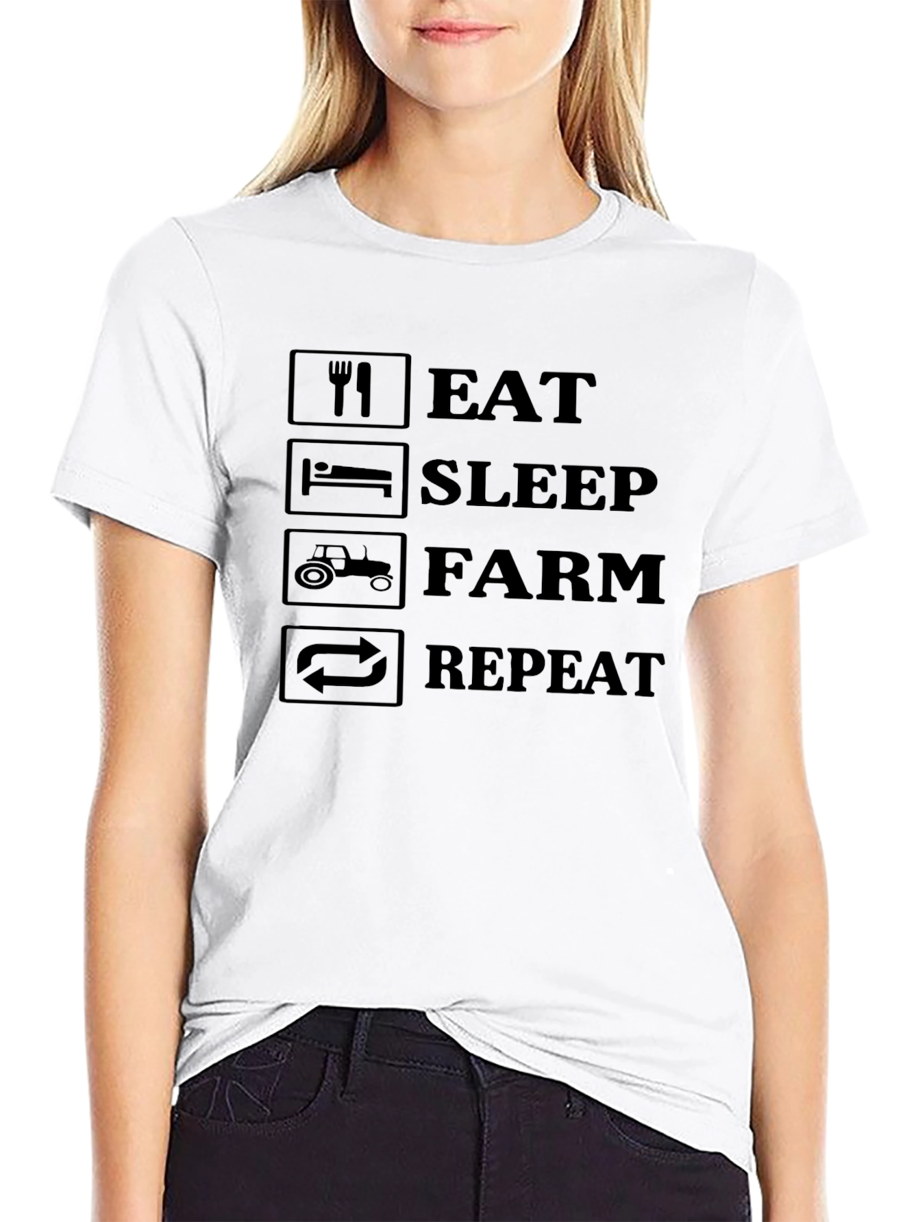 Eat Sleep Farm Repeat Graphic Tee - Farming Lifestyle