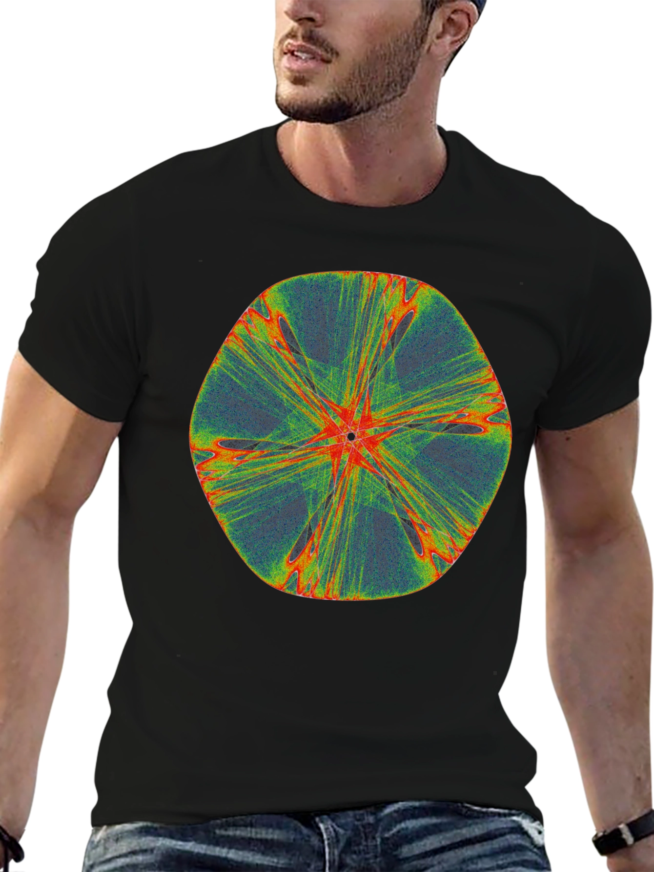 Abstract Fractal Design Black T-Shirt