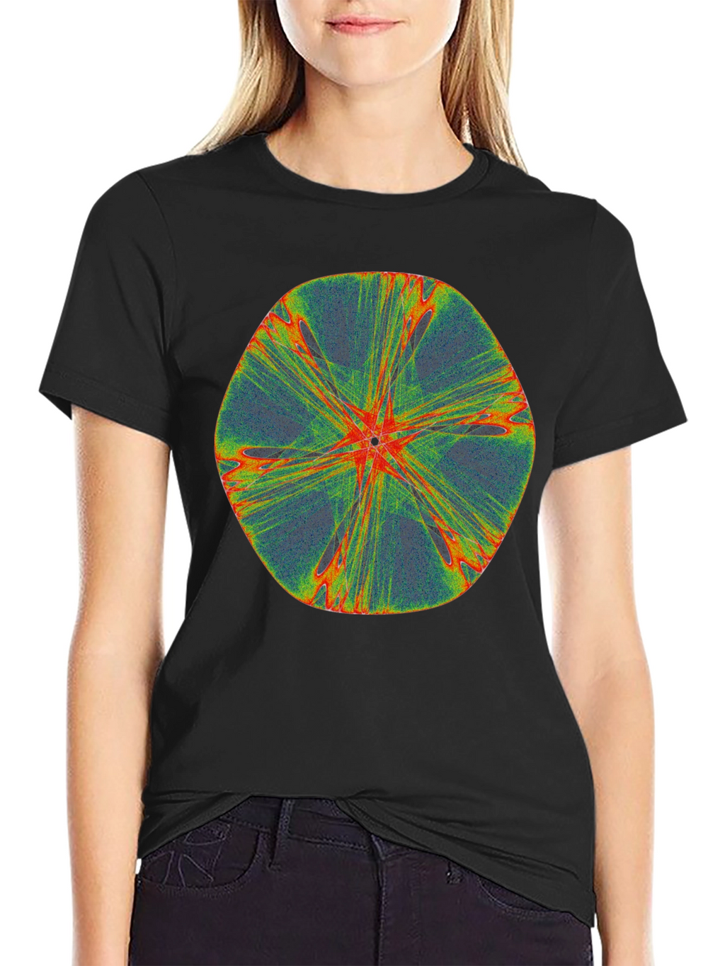 Abstract Fractal Design Black T-Shirt