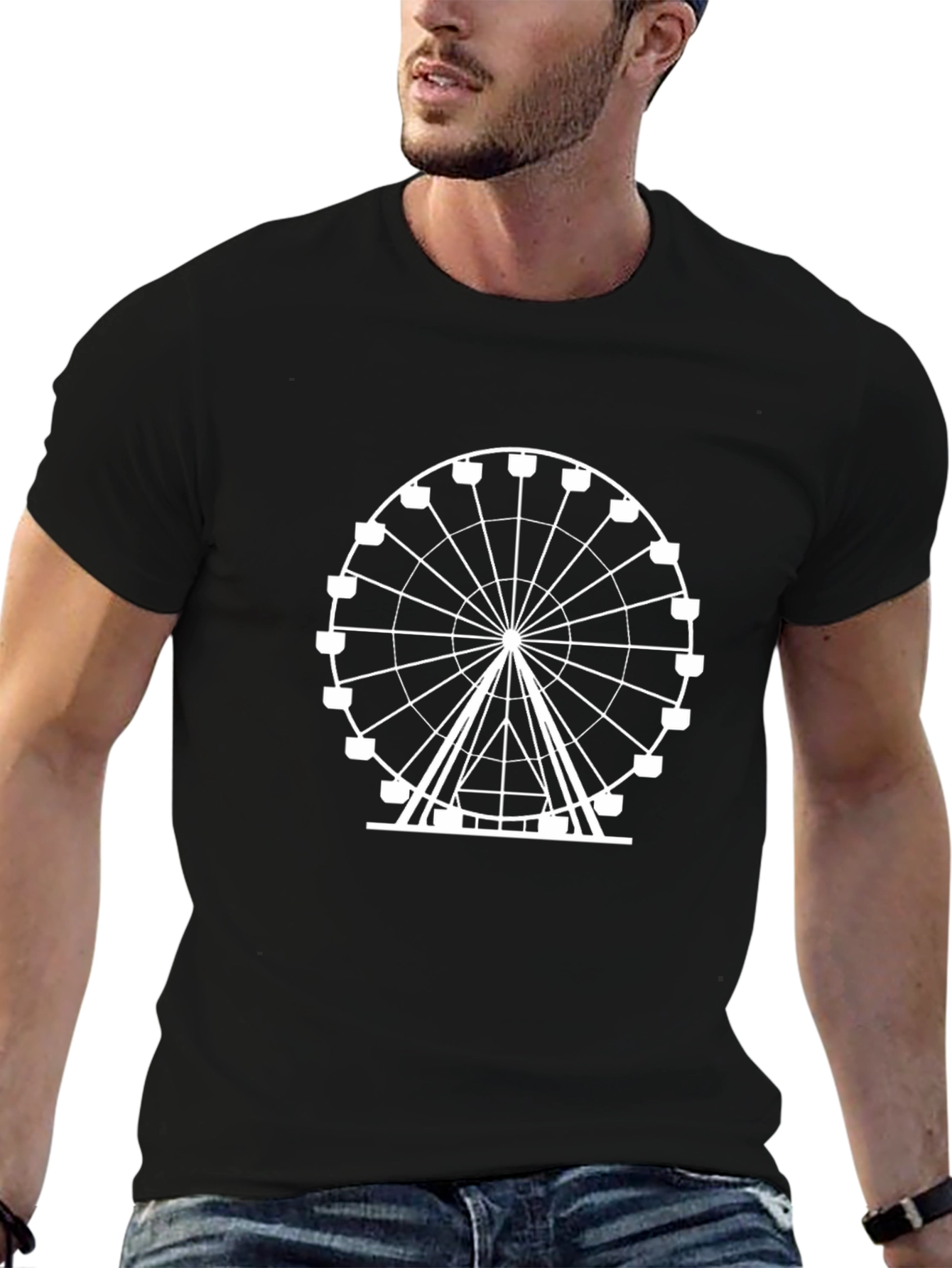 Ferris Wheel Graphic Tee - Classic Black Cotton T-Shirt
