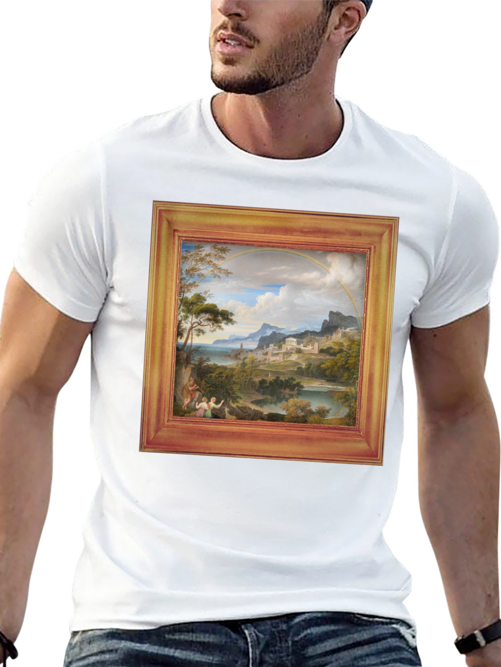 Art Inspired Graphic Tee - Unique Framed Landscape Design