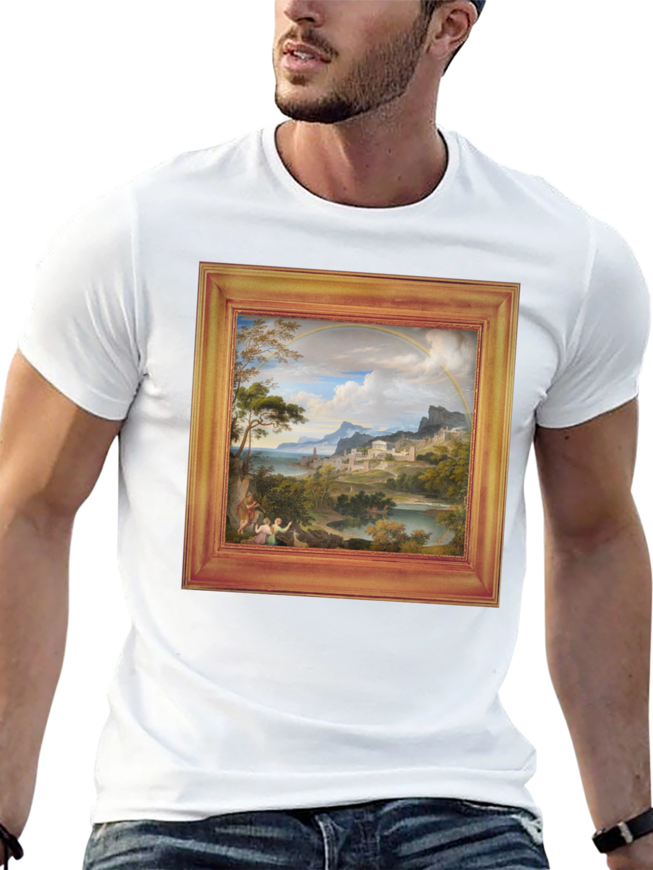 Art Inspired Graphic Tee - Unique Framed Landscape Design
