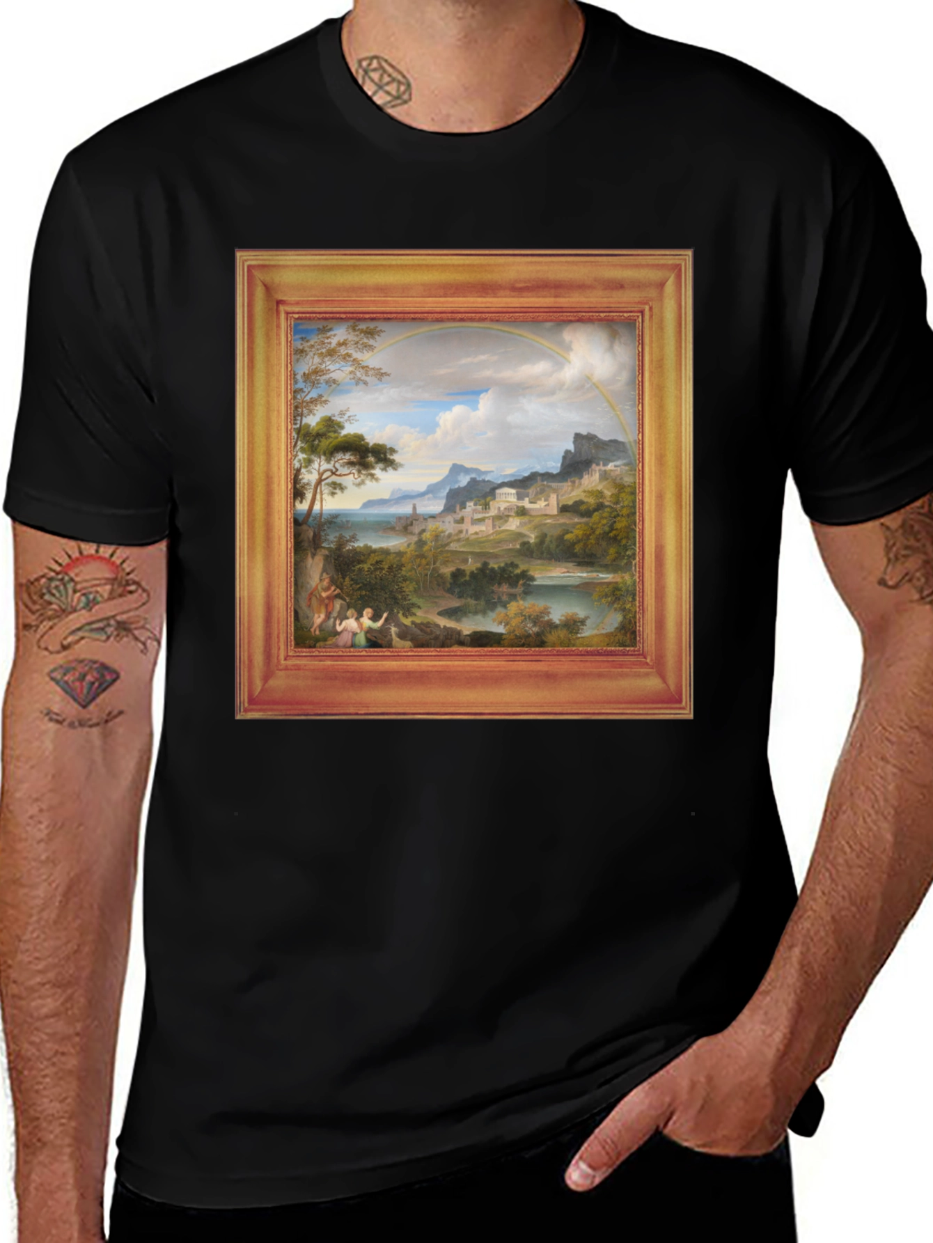 Art Inspired Graphic Tee - Unique Framed Landscape Design