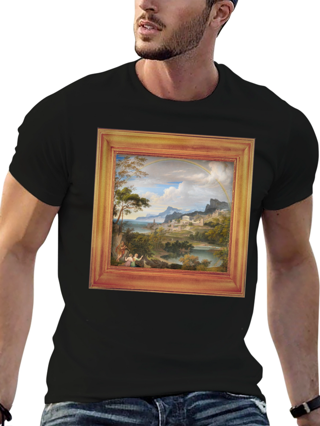 Art Inspired Graphic Tee - Unique Framed Landscape Design