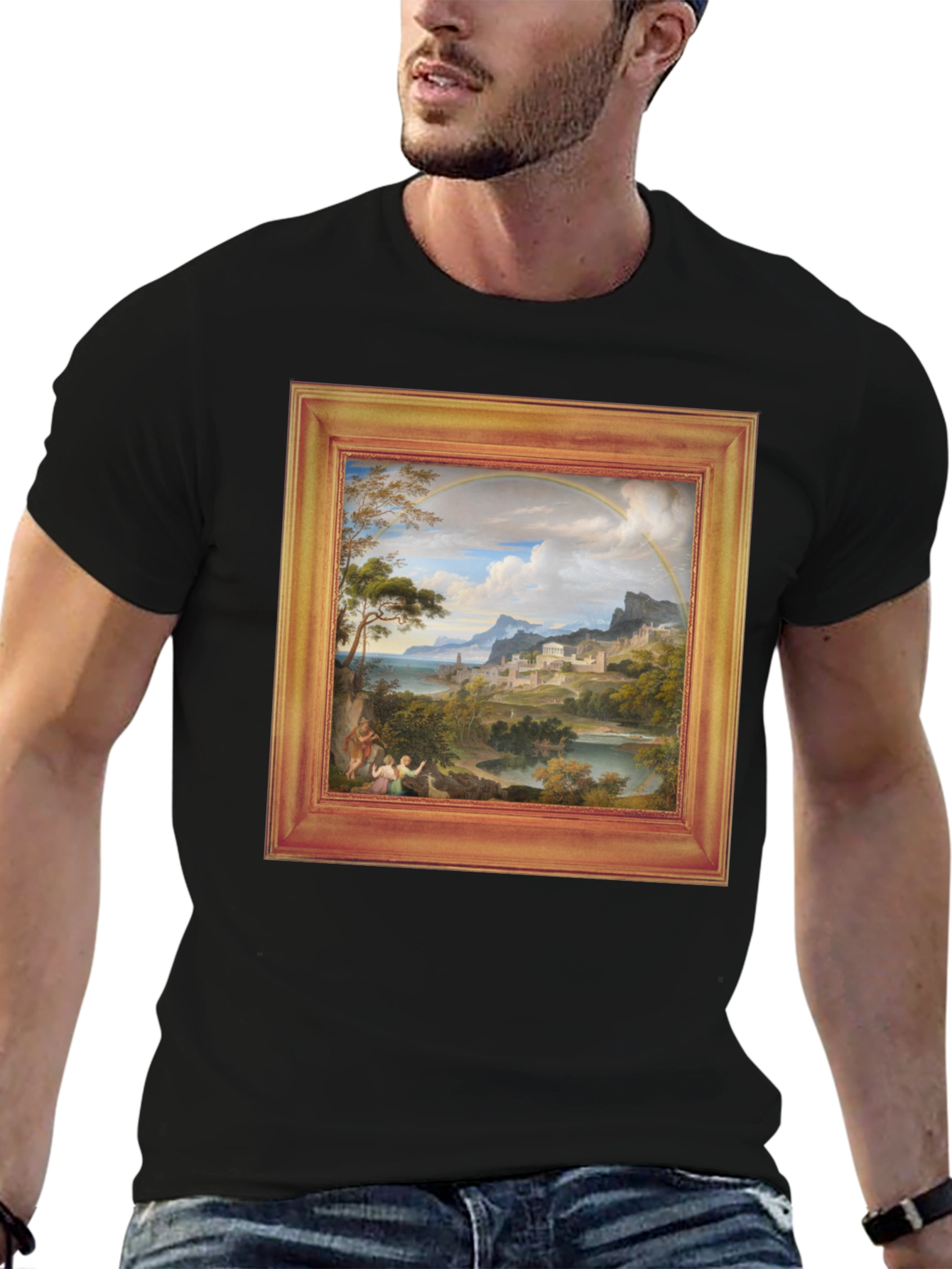Art Inspired Graphic Tee - Unique Framed Landscape Design