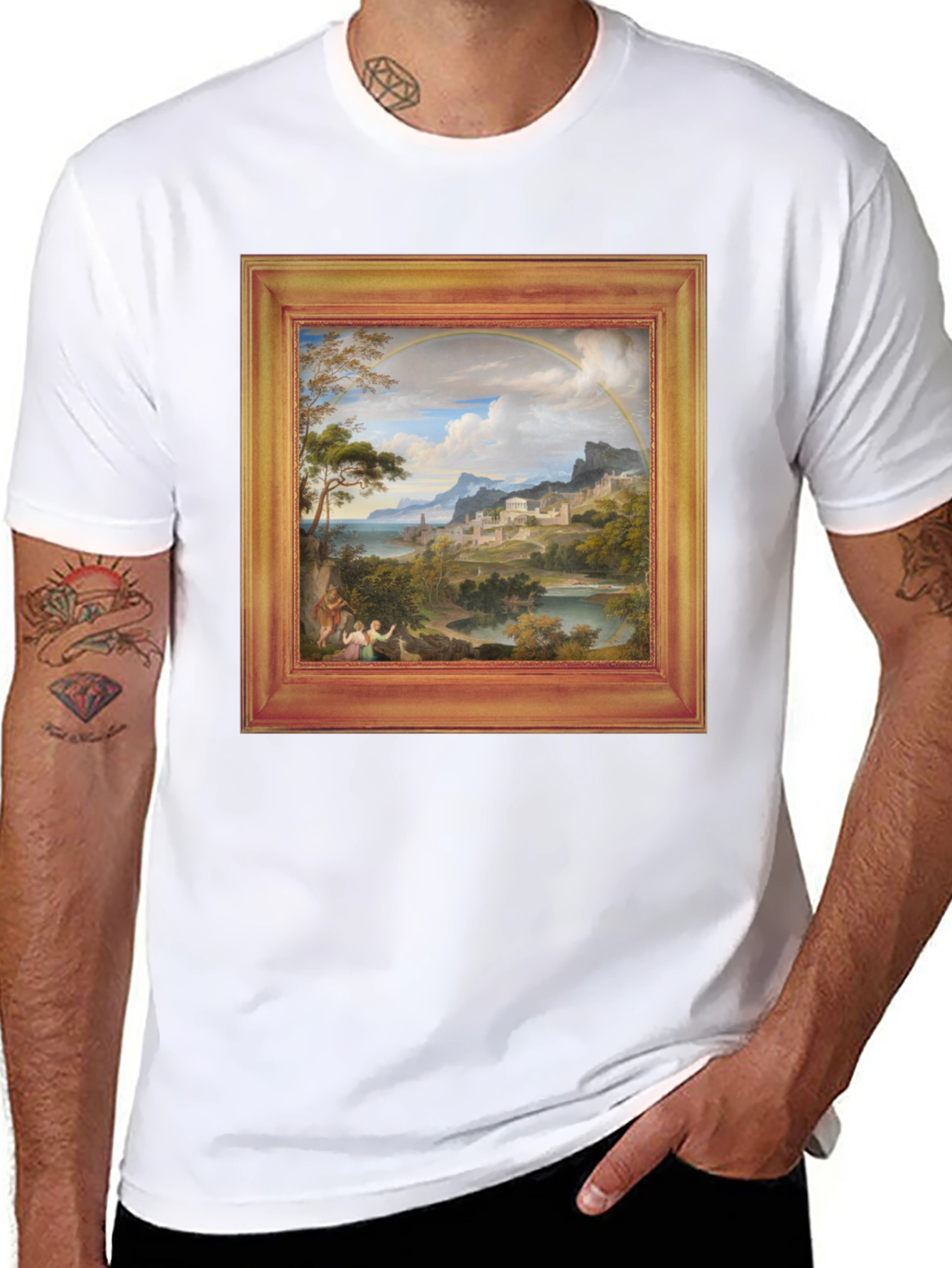 Art Inspired Graphic Tee - Unique Framed Landscape Design