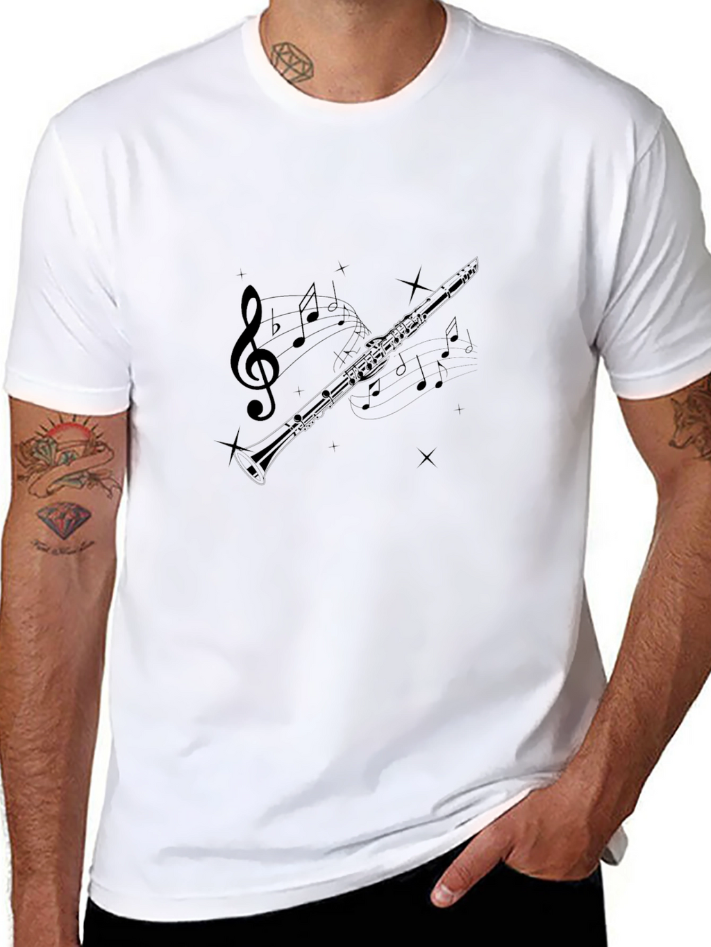 Musical Clarinet Graphic Tee - Unisex Black T-Shirt