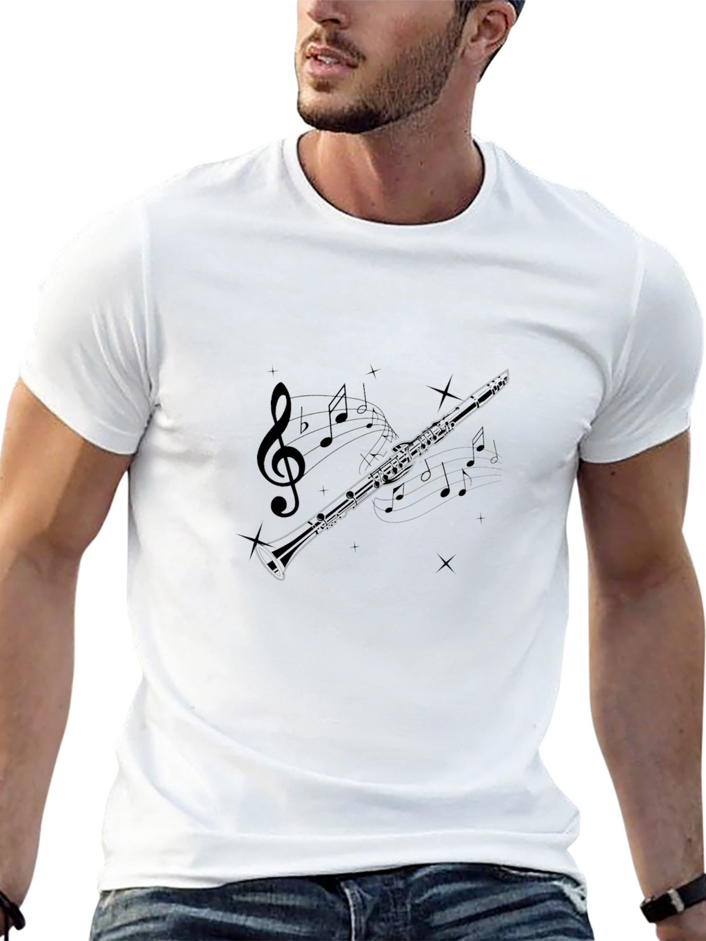 Musical Clarinet Graphic Tee - Unisex Black T-Shirt