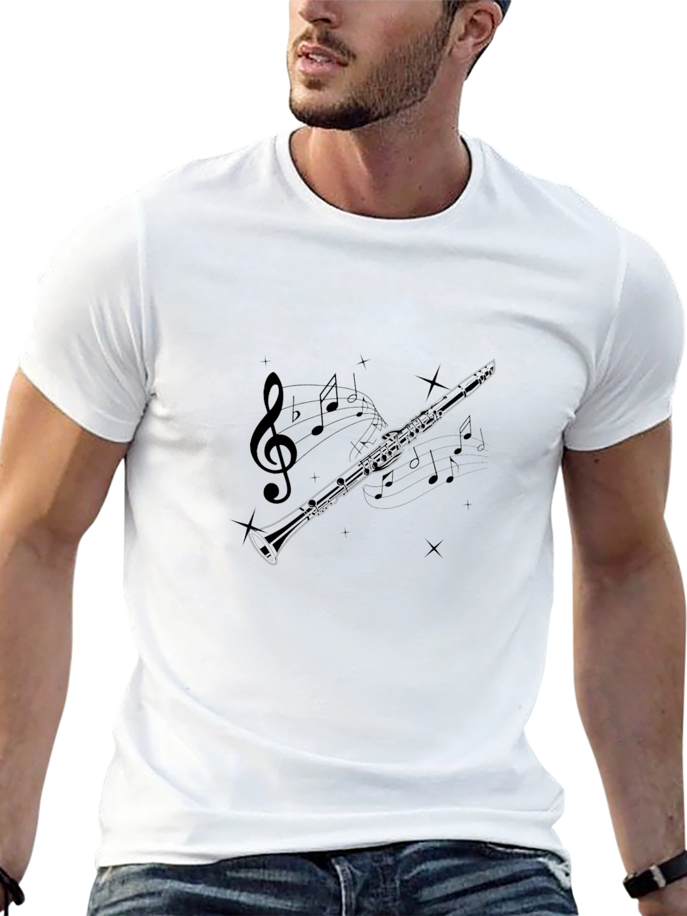Musical Clarinet Graphic Tee - Unisex Black T-Shirt