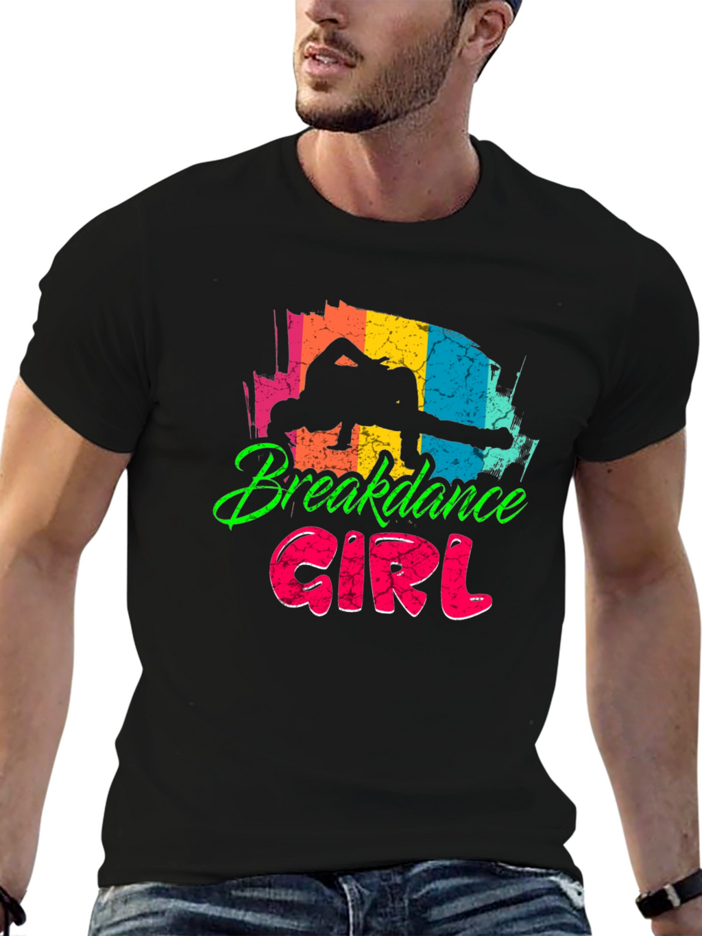 Breakdance Girl Black T-Shirt - Fun Graphic Tee