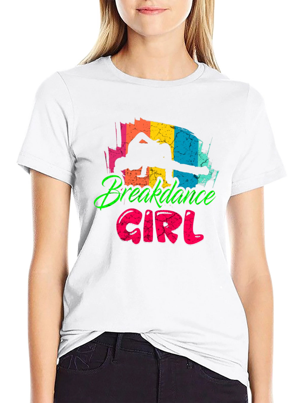 Breakdance Girl Black T-Shirt - Fun Graphic Tee