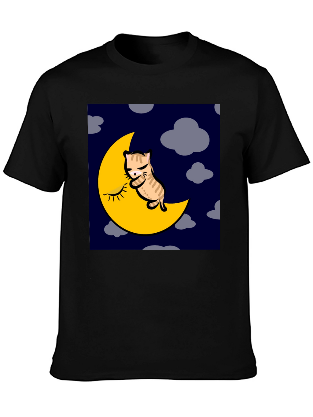 Cat Napping on Moon Graphic T-Shirt