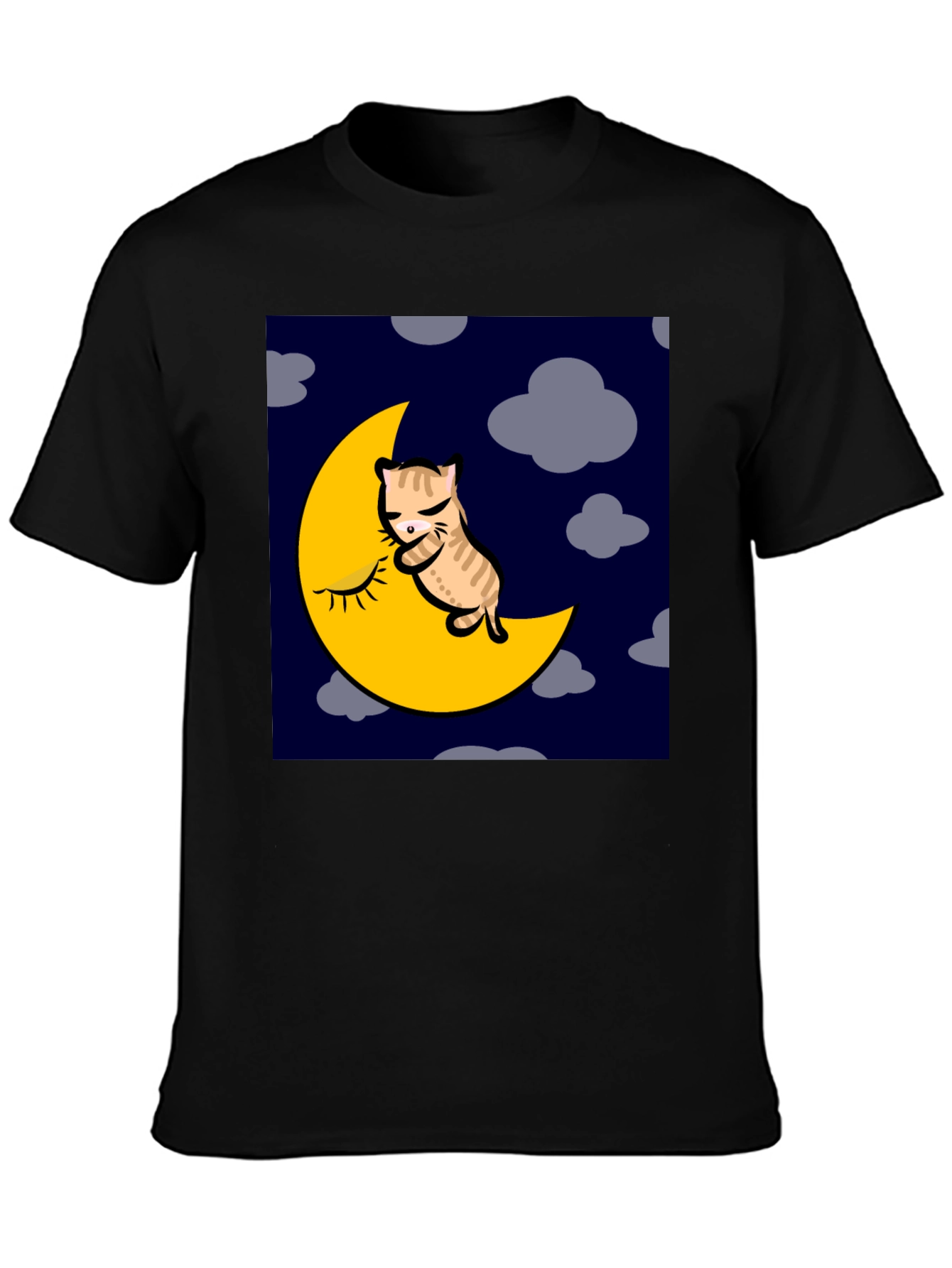 Cat Napping on Moon Graphic T-Shirt