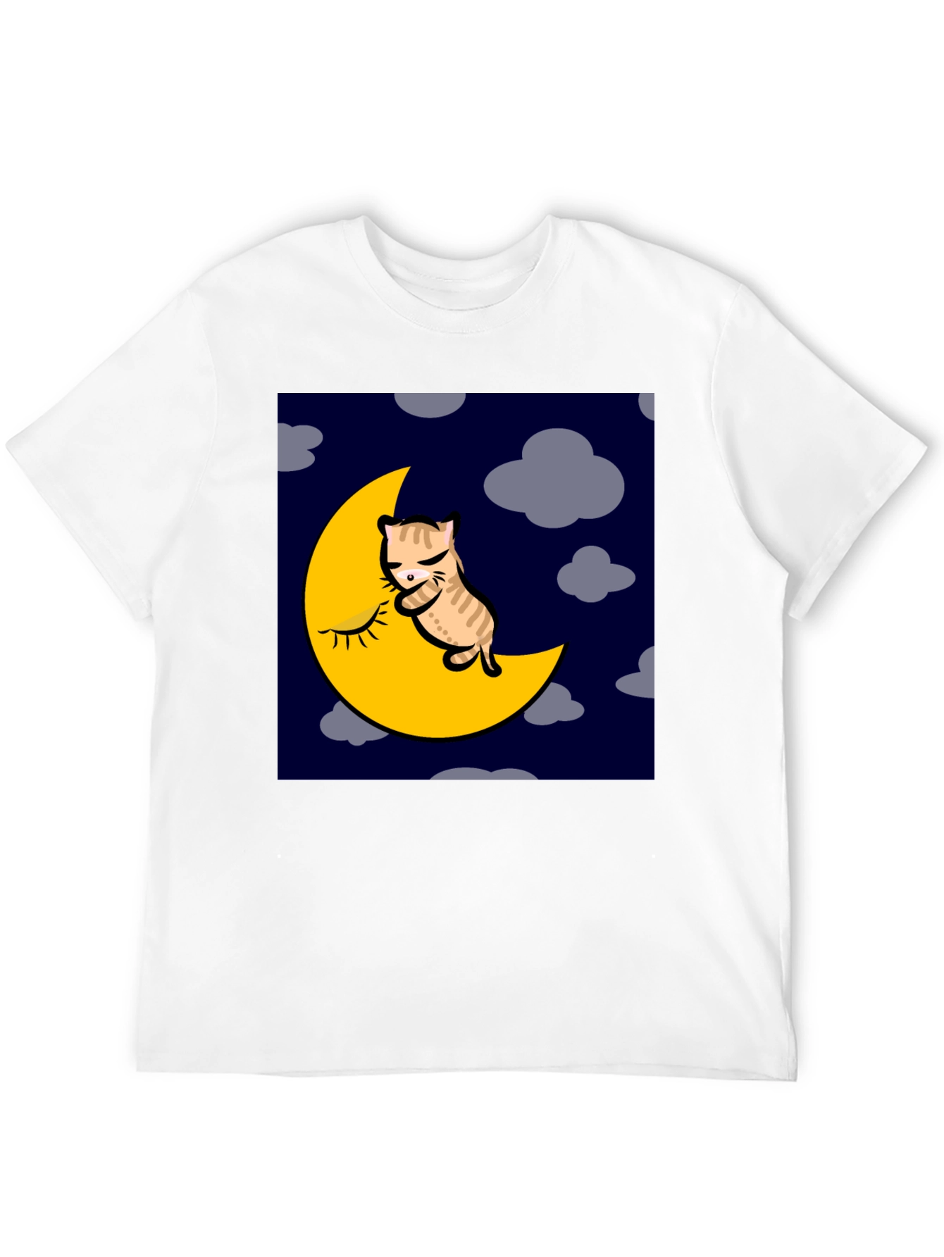 Cat Napping on Moon Graphic T-Shirt
