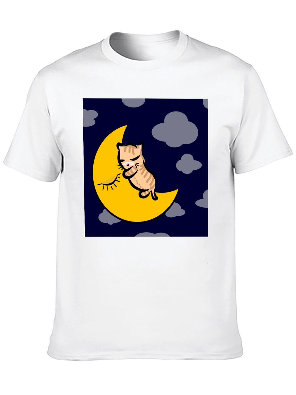 Cat Napping on Moon Graphic T-Shirt