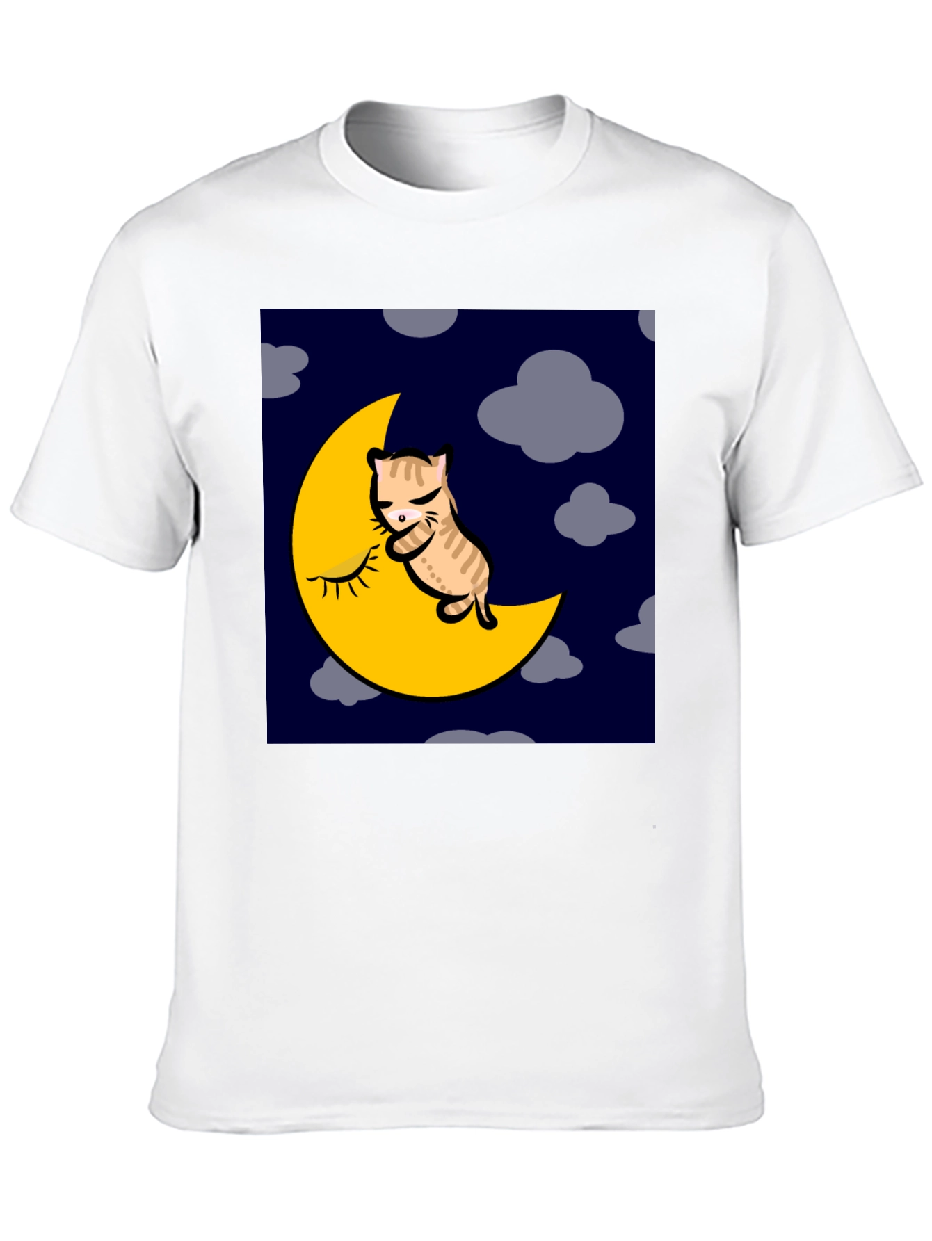 Cat Napping on Moon Graphic T-Shirt